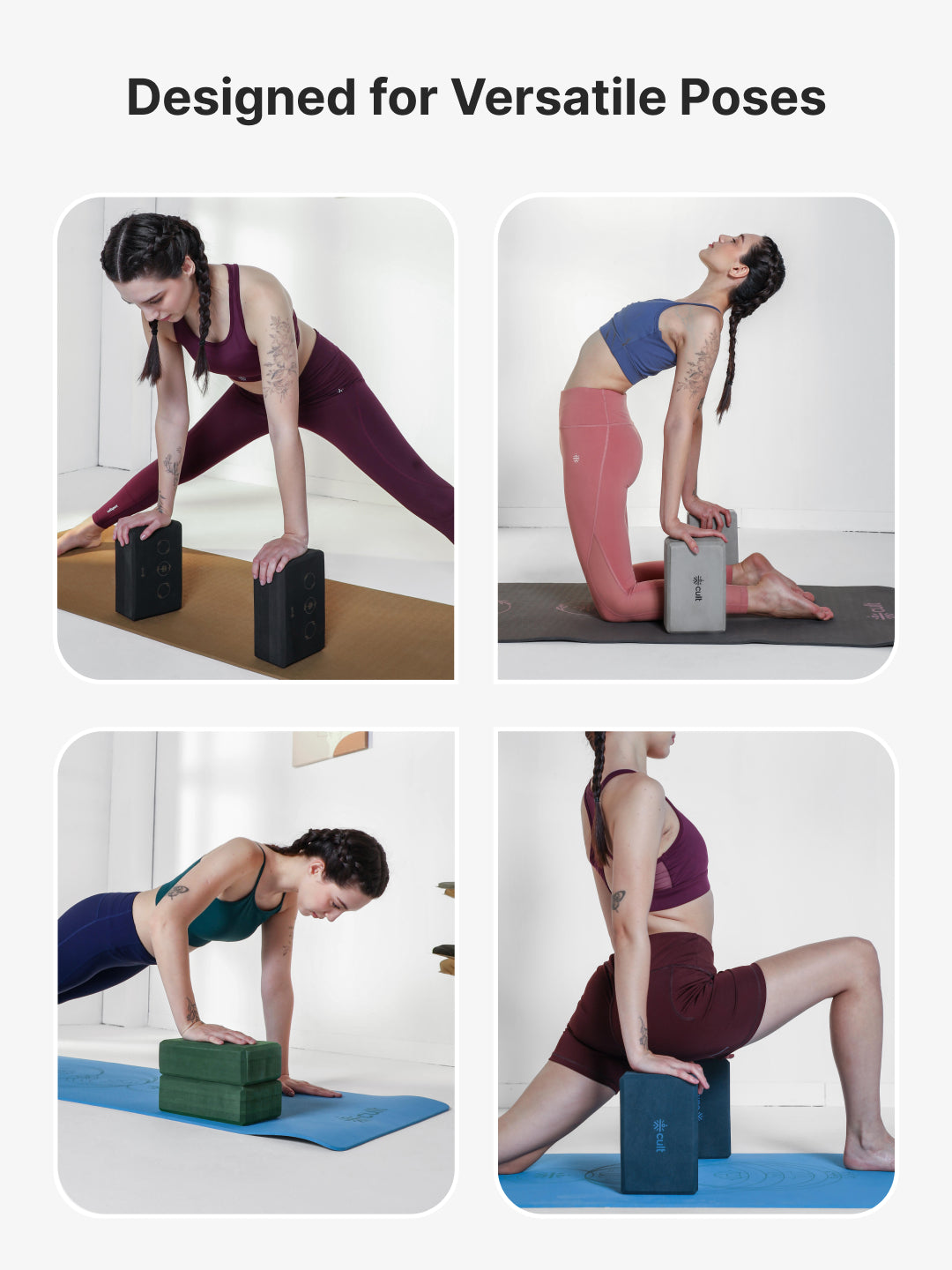 Pack of 2 EVA Yoga Blocks 80mm Blue  Non-Toxic, Anti-Skid & Durable