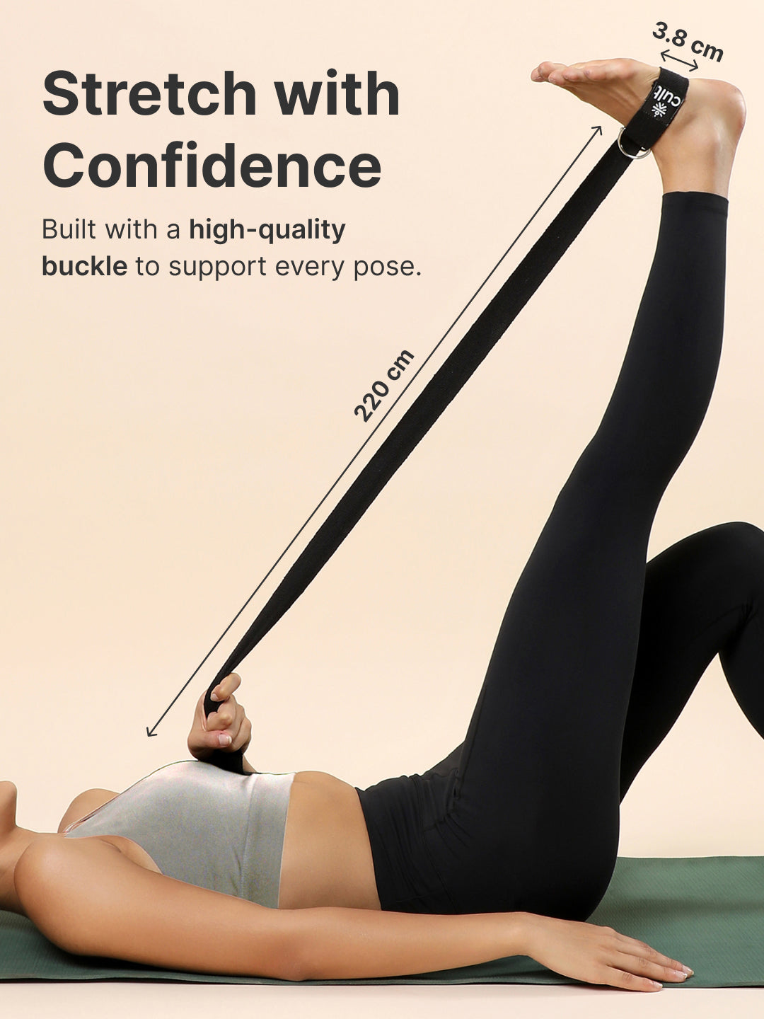TPE 6mm Yoga Mat Black with Carry Bag & Yoga Belt Black