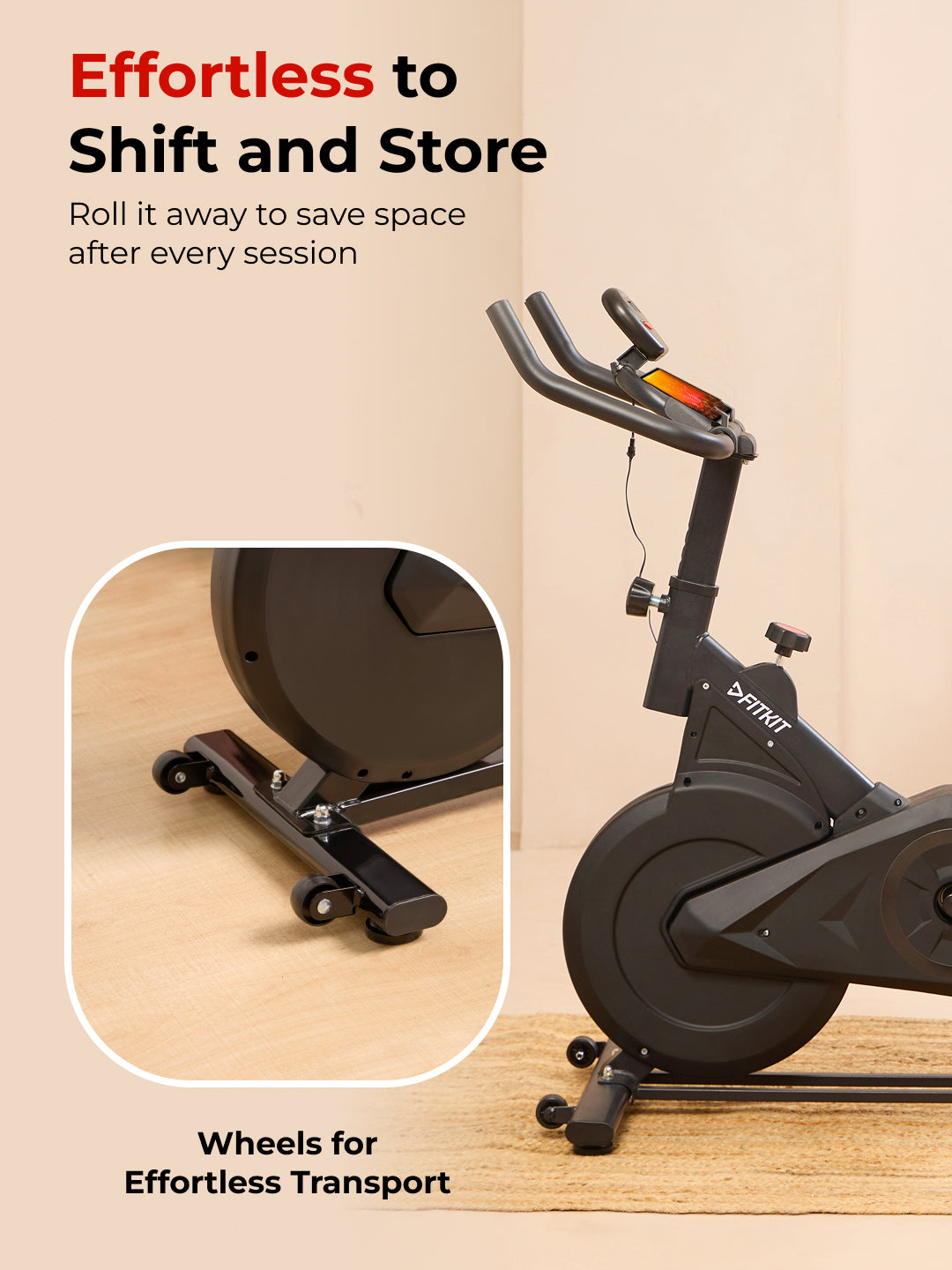 FK7002 Spinbike | 6kg Flywheel | Max Weight: 120Kg | Black (6 months warranty + 6 months extended warranty)