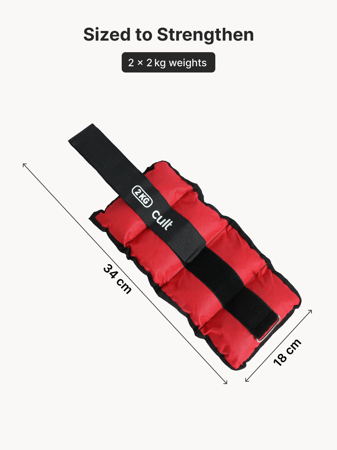 Ankle Weights 4 kg (2 kg Each Strap) Red Strength Training, Running, Yoga & Home Workouts