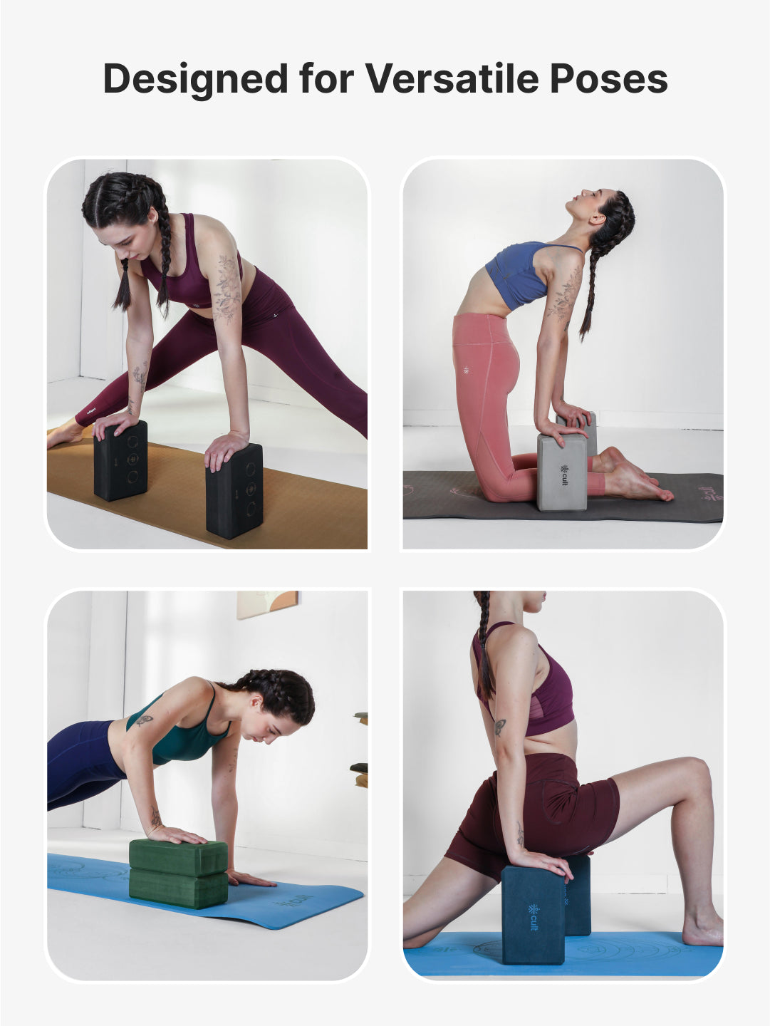 Pack of 2 EVA Yoga Blocks 80mm Dark Grey  Non-Toxic, Anti-Skid & Durable