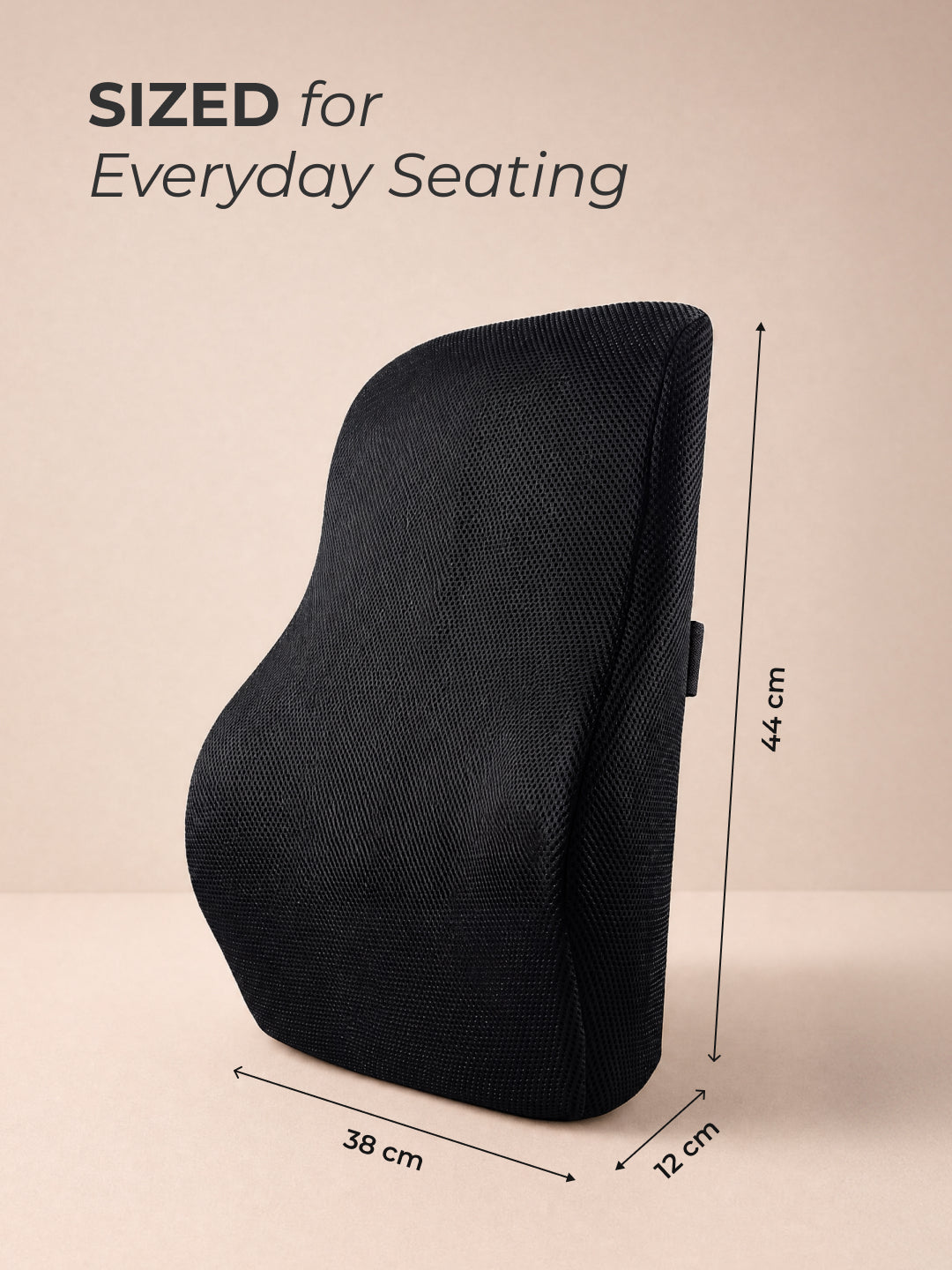 CULT Long Back Support Pillow for Full Back Lumbar Support Cushion for Bed Sofa Office Chair and Relaxation Black