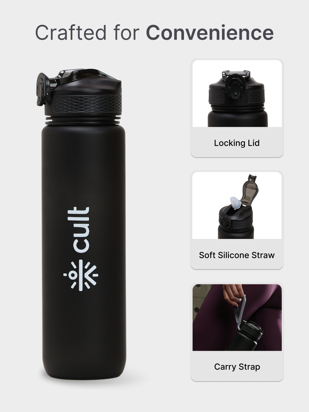 Motivational Bottle Set of 1L and 2L Black