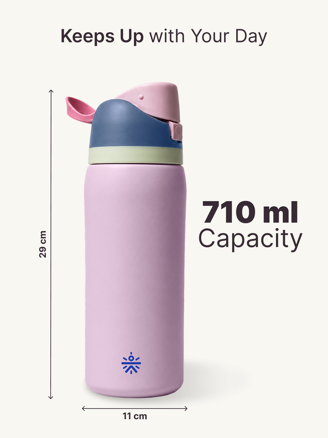 Cult Stainless Steel Water Bottle with Leakproof Dual Sip & Swig Design Cap & Carry Handle Pink