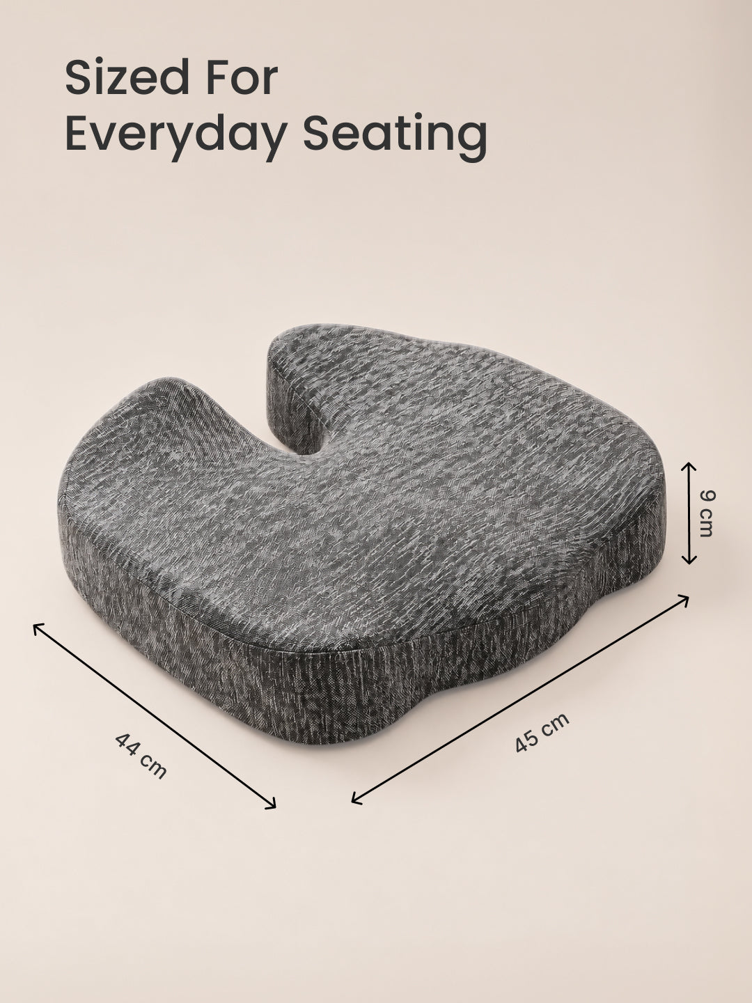 CULT Tailbone Support Pillow for Coccyx and Lower Back Comfort Cushion for Office Chair Car Seat and Home Seating Grey