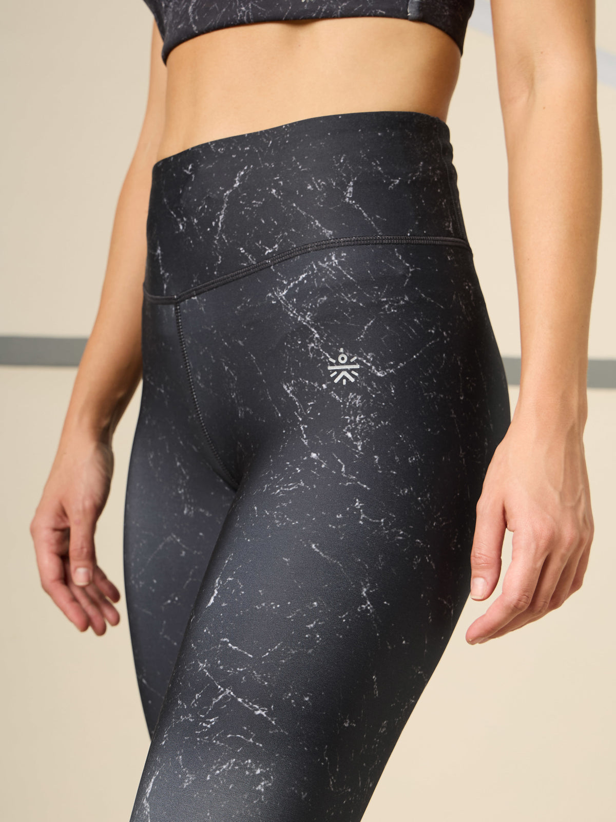 Absolute Fit Black Marble All Over Print Tights