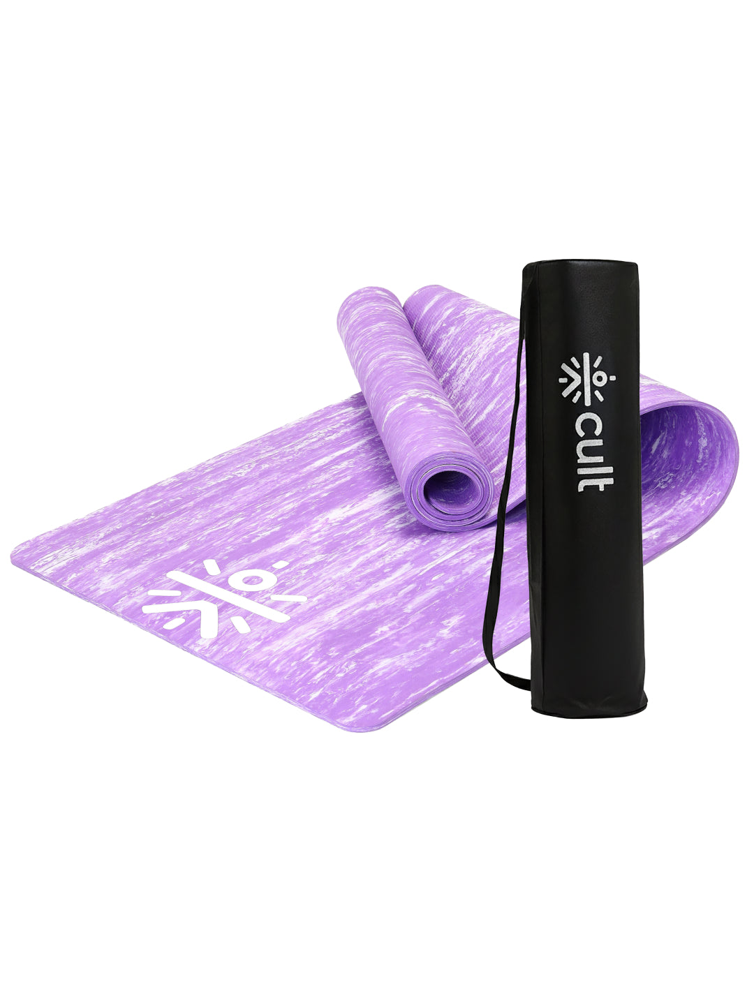 CULT TPE Yoga Mat 6mm with Carry Bag & Strap   Eco-Friendly, Non-Slip, Lightweight & Durable Exercise Mat for Yoga, Pilates, Meditation & Home Workouts   Lavender Marble Print