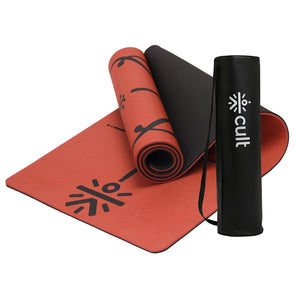 CULT Yoga Mat for Women & Men with Strap and Bag TPE Material 8mm Thickness Exercise Mat for Workout, Yoga, Fitness & Meditation Anti Tear, Anti Slip for Home & Gym Use