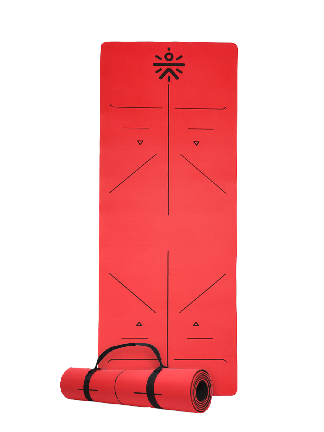 CULT Premium TPE Yoga Mat with Alignment Marks   6mm Thick Non-Slip Exercise & Pilates Mat for Men & Women, Eco-Friendly, Sweat-Resistant with Carry Strap - Red