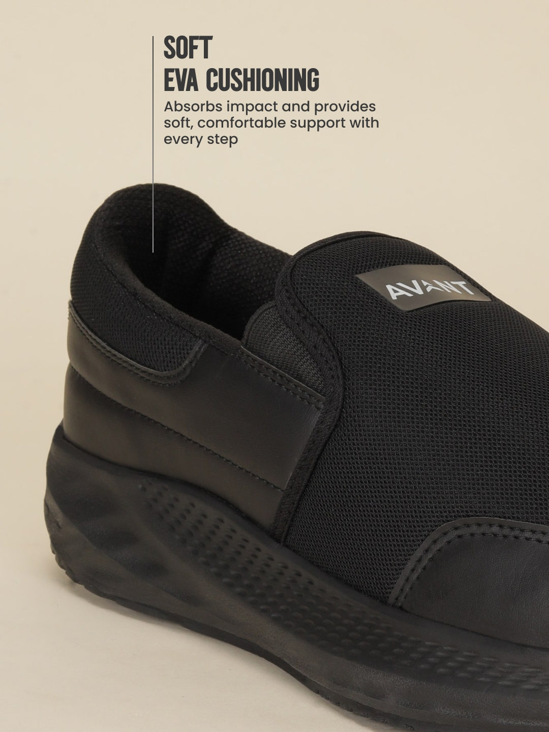 Avant Monoslip Men's Slip-On Walking Shoes - Black
