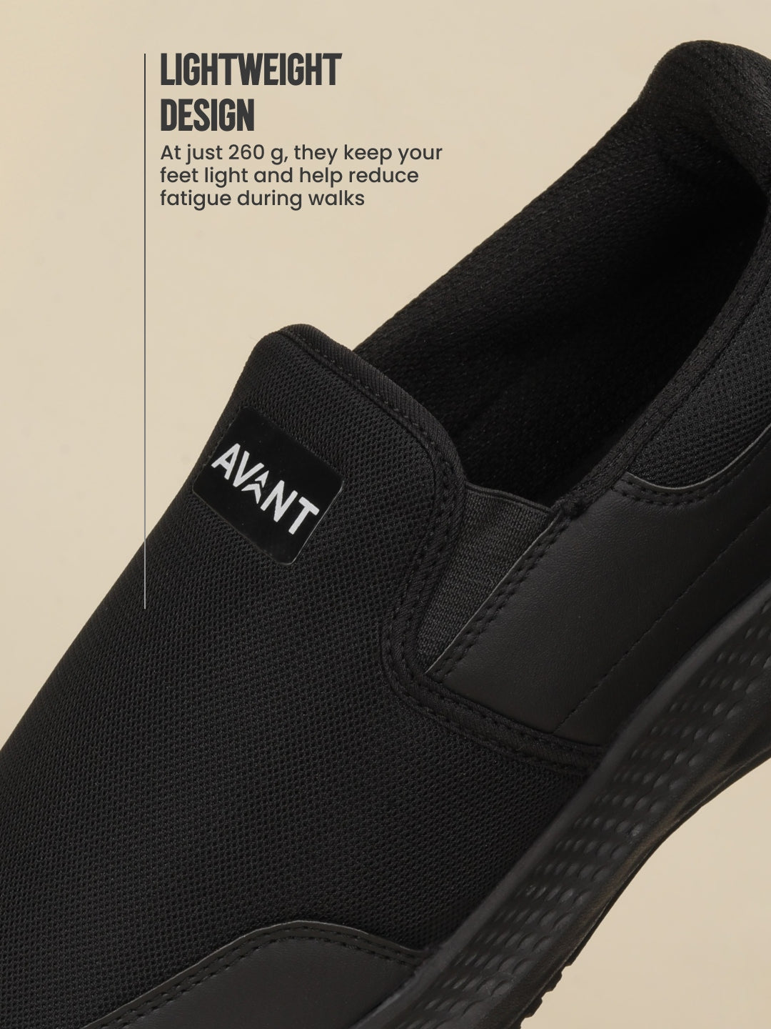 Avant Monoslip Men's Slip-On Walking Shoes - Black