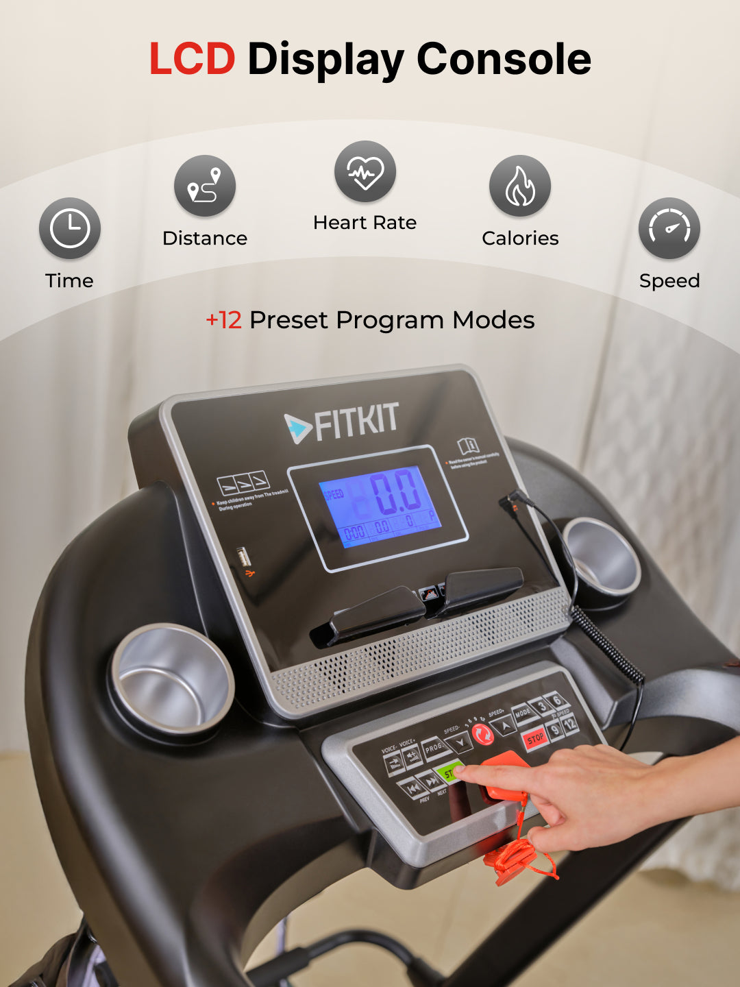 FT100M Treadmill 4.5HP | Massager | 3-level Manual-Incline | Max Weight-110kg | Max Speed-14.8kmph (with 6 months extended warranty)