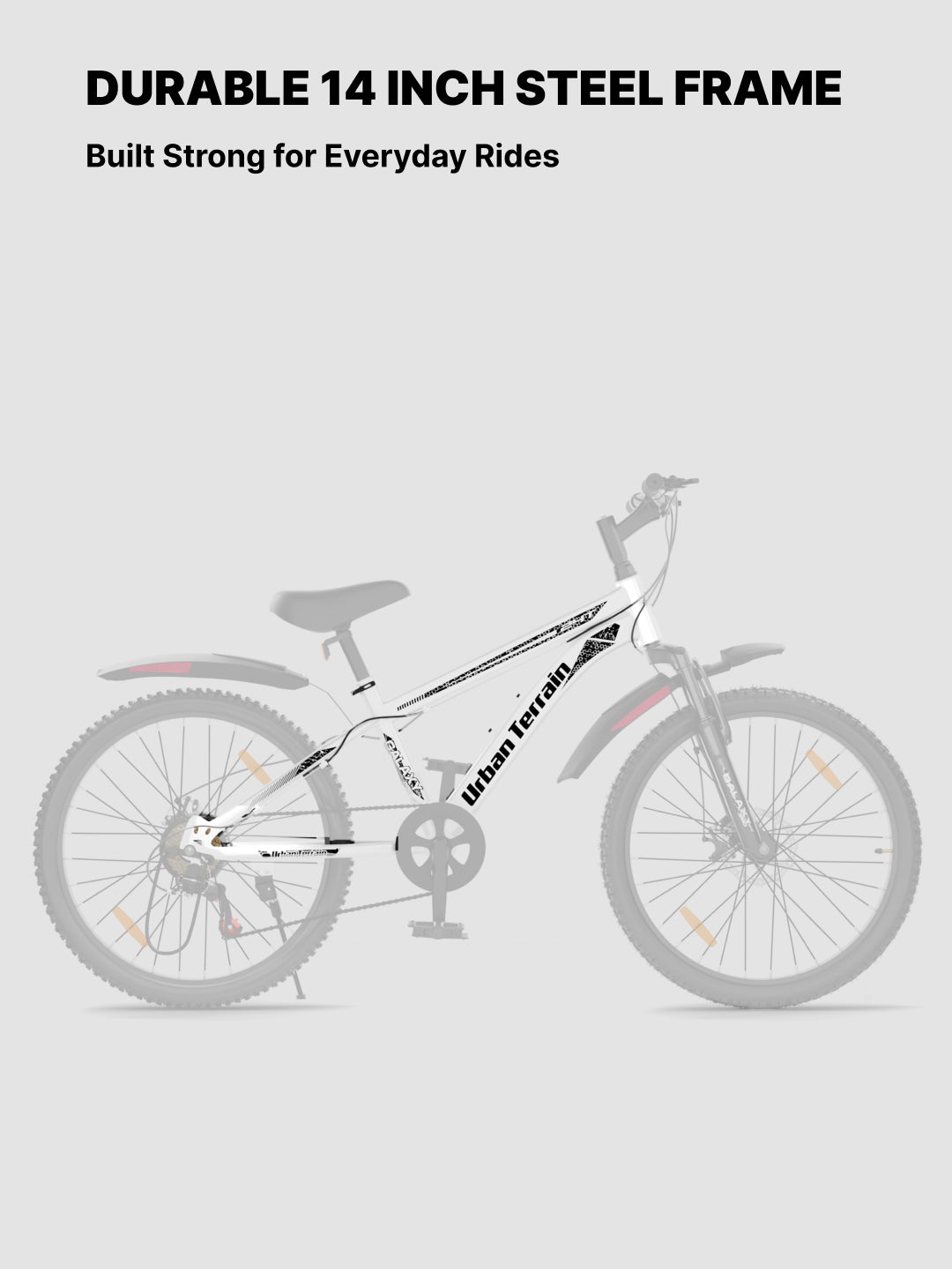 Galaxy Max Mountain Bike Steel 7 Speed Cycle 24 inch Tyre, White With Front Suspension, Single Wall Rim and Dual Disc Brakes Ideal For 4.5 ft to 5.3 ft