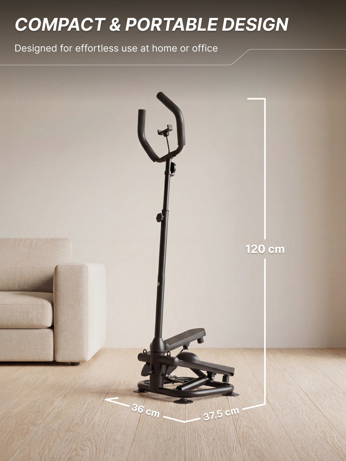 Fikit by Cult Mini Stepper with Handle | Anti-Slip Wide Pedals | Versatile Home Exercise Machine | Sturdy Design | Compact for Home Workout - Black