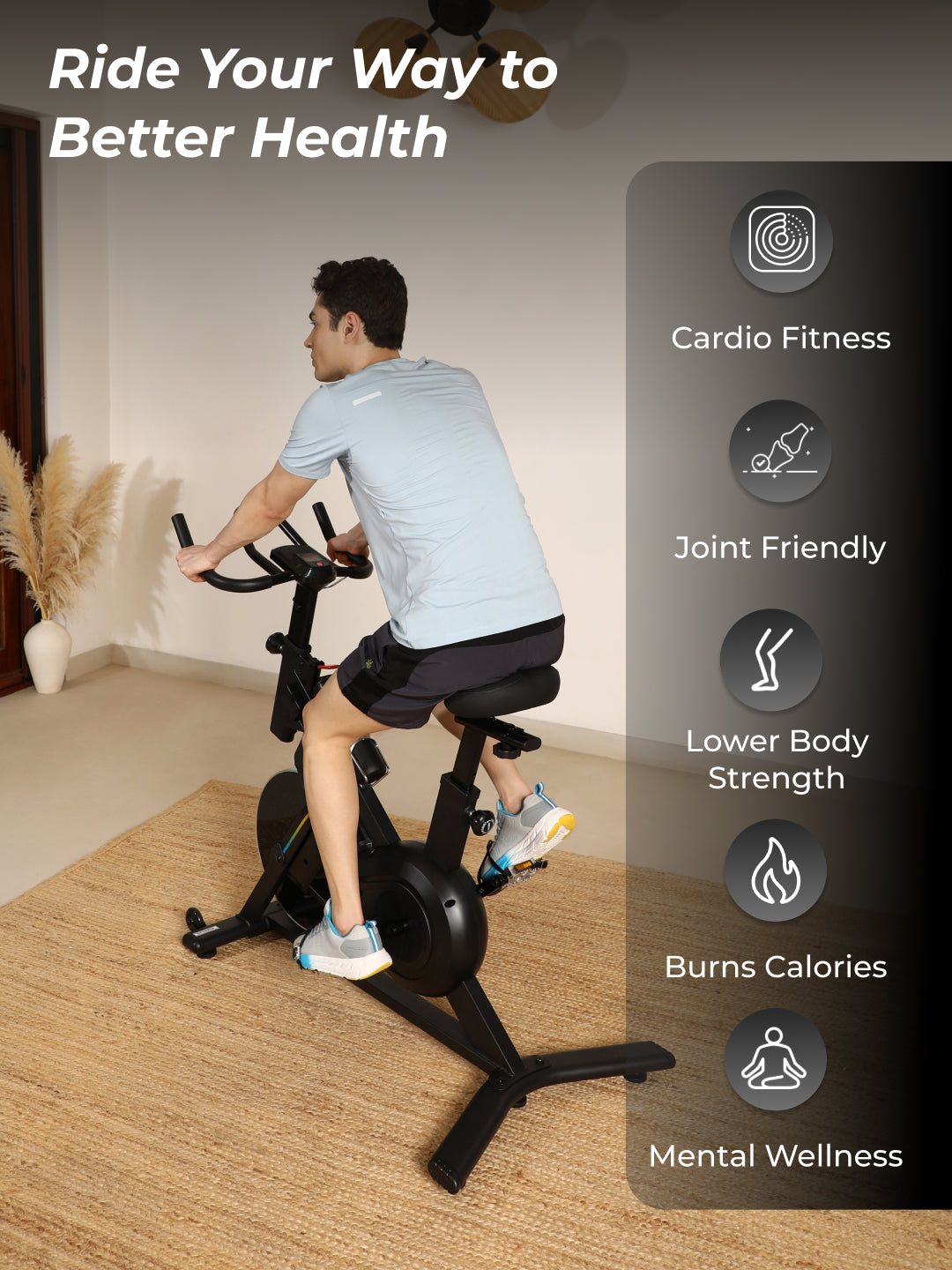 Cult SmartSpinVolt Magnetic Spin Bike | 10Kg Flywheel | 140kg Max Weight | Home Use Exercise Bike