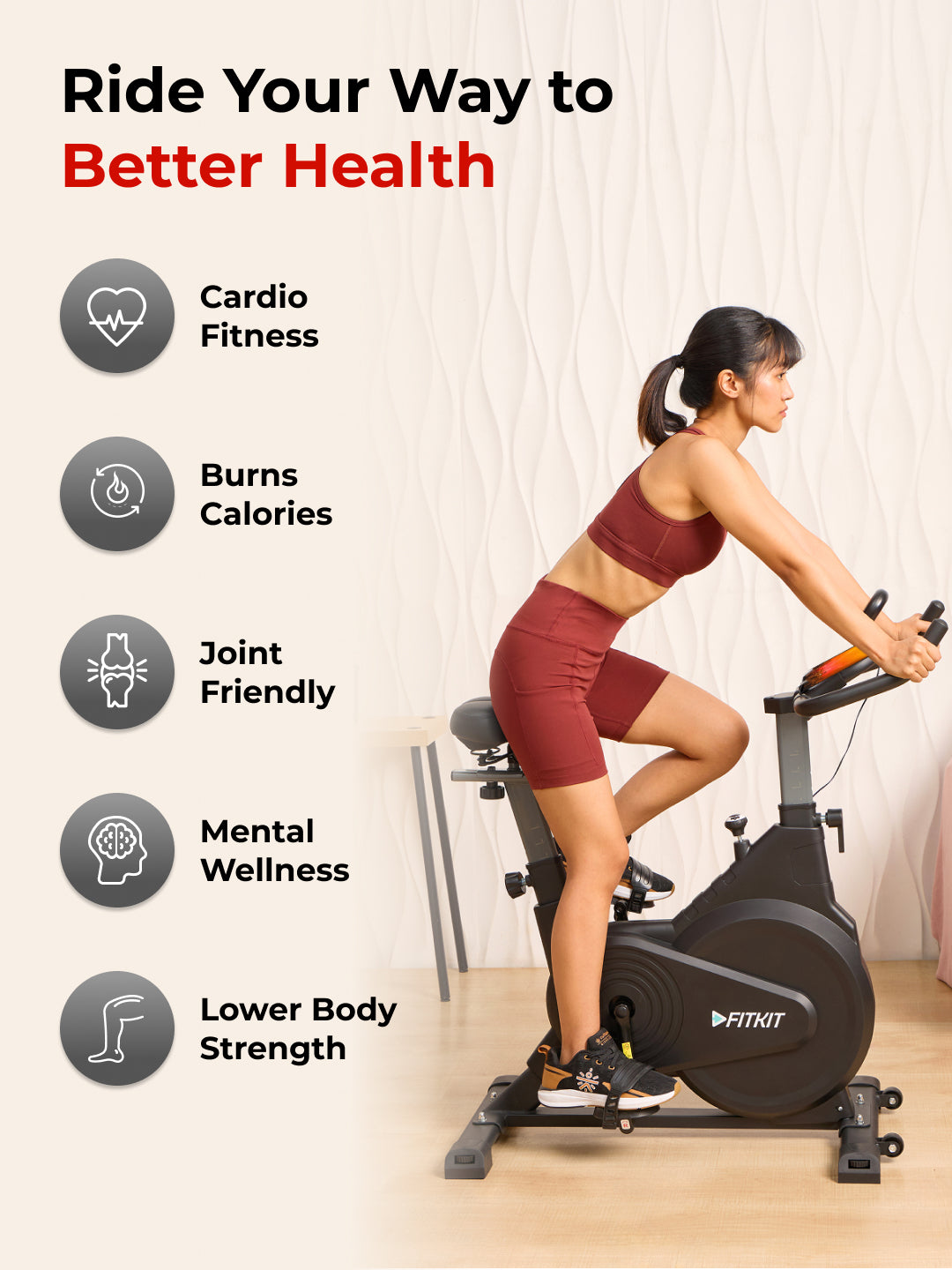 FK7003 Spinbike | 9kg Flywheel | Max Weight: 140Kg | Black (6 months warranty + 6 months extended warranty)