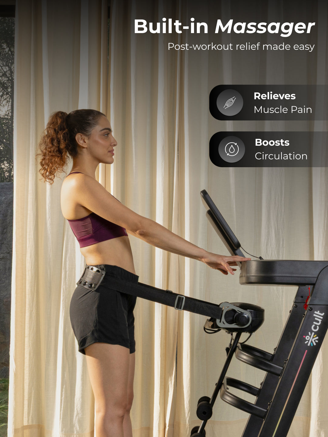 Cult SmartStrideSprint BLDC Motor (6HP Peak) Treadmill with Massager | Max Weight: 140kg | 15 Level Auto Incline (with 6 Months extended warranty)