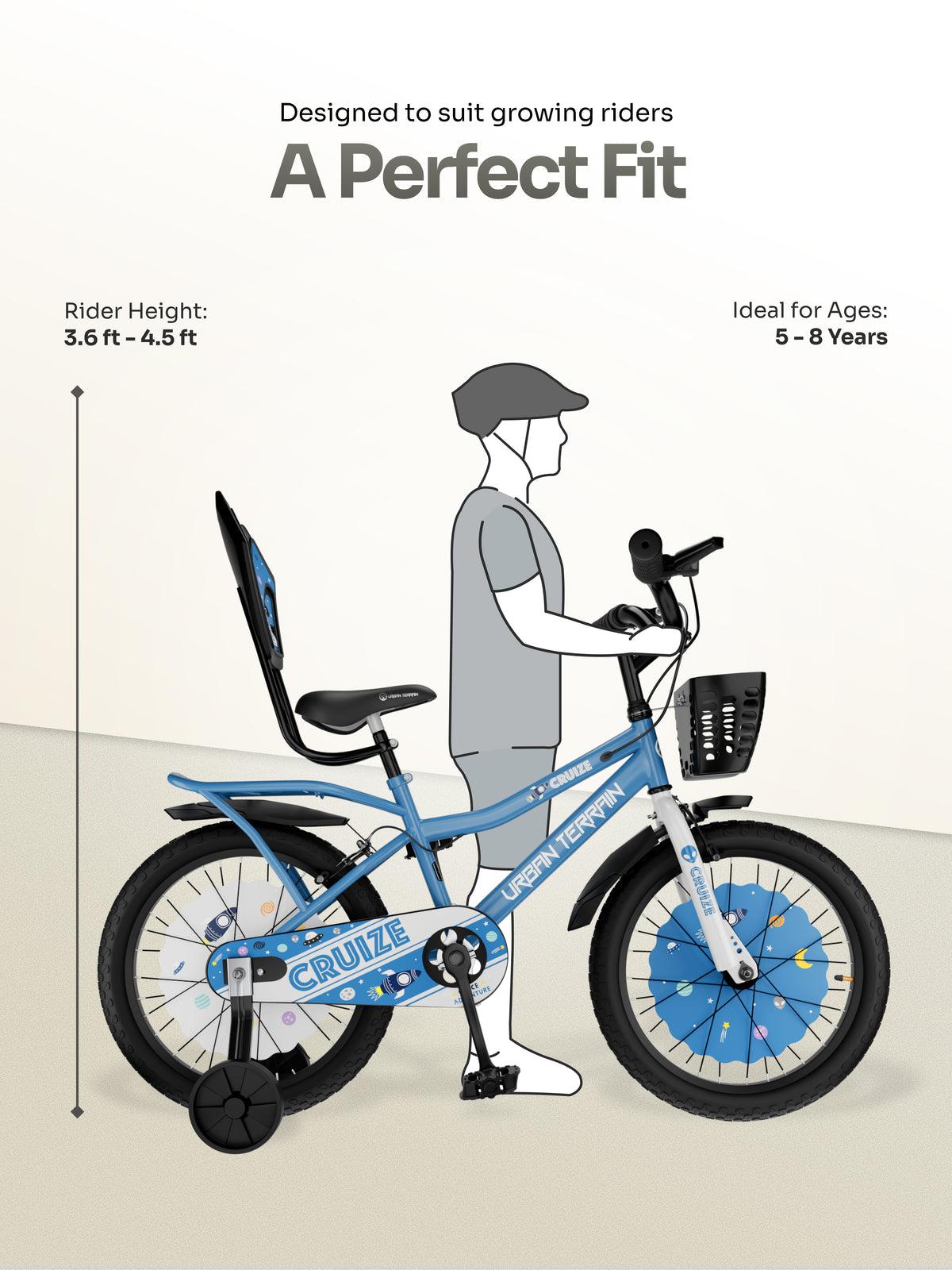 Urban Terrain Cruize 16T Single Speed Kids Cycle, Blue