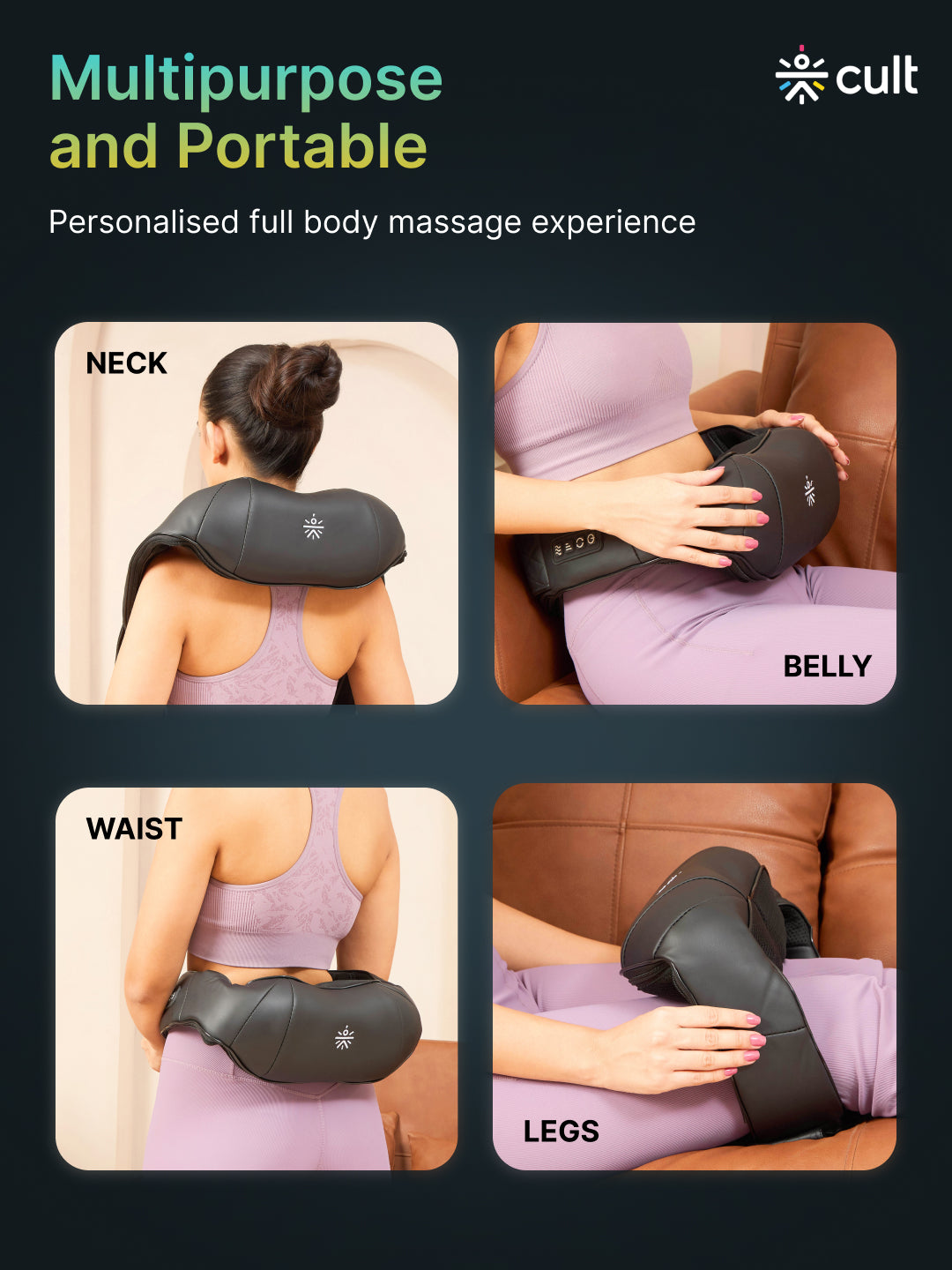 Cult Therma Relax Deep Heal Shiatsu Massager with Infrared Heat Therapy, Kneading Massage for Shoulder, Neck, Back, and Muscle Pain Relief