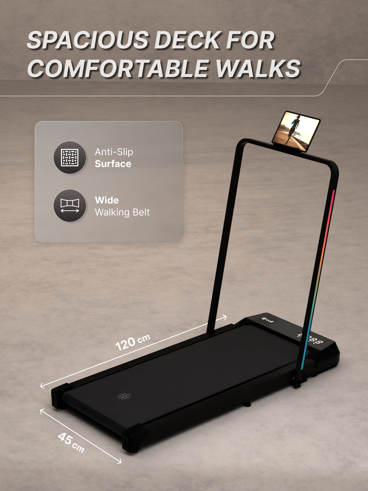 Cult Walking pad 3.5HP Peak DC Motorized Treadmill | Max Speed-10kmph | Max Weight-120kg | Walking Pad for Home Use (with 6 months extended warranty)