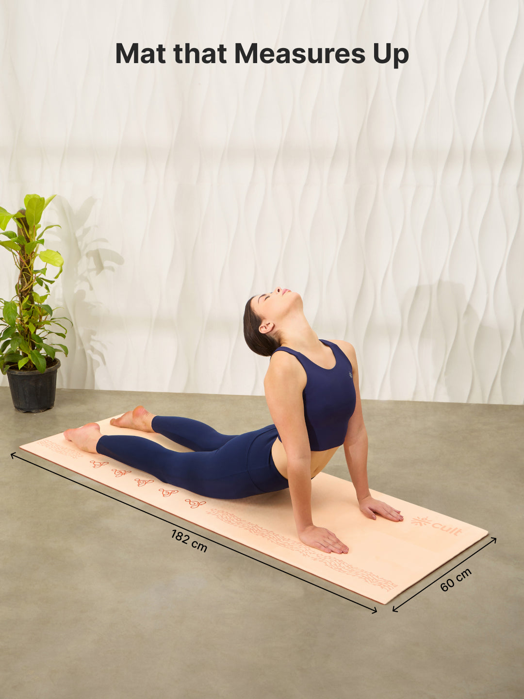 Cult TPE Yoga Mat 6mm with Carry Bag and Strap Non-Toxic Latex-Free; Anti-Slip; Extra-Thick Cushioning; Tear-Resistant; Travel Strap - Beige Pink