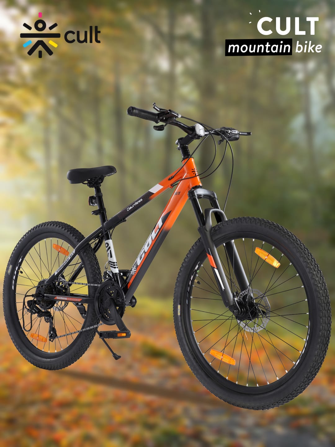 DAUNTLESS21S26TORANGEBLACK Steel 21 Speed Shimano Gear 26 inch Mountain Cycle, Dual Disc Brake, Front Suspension, Double Wall Rim