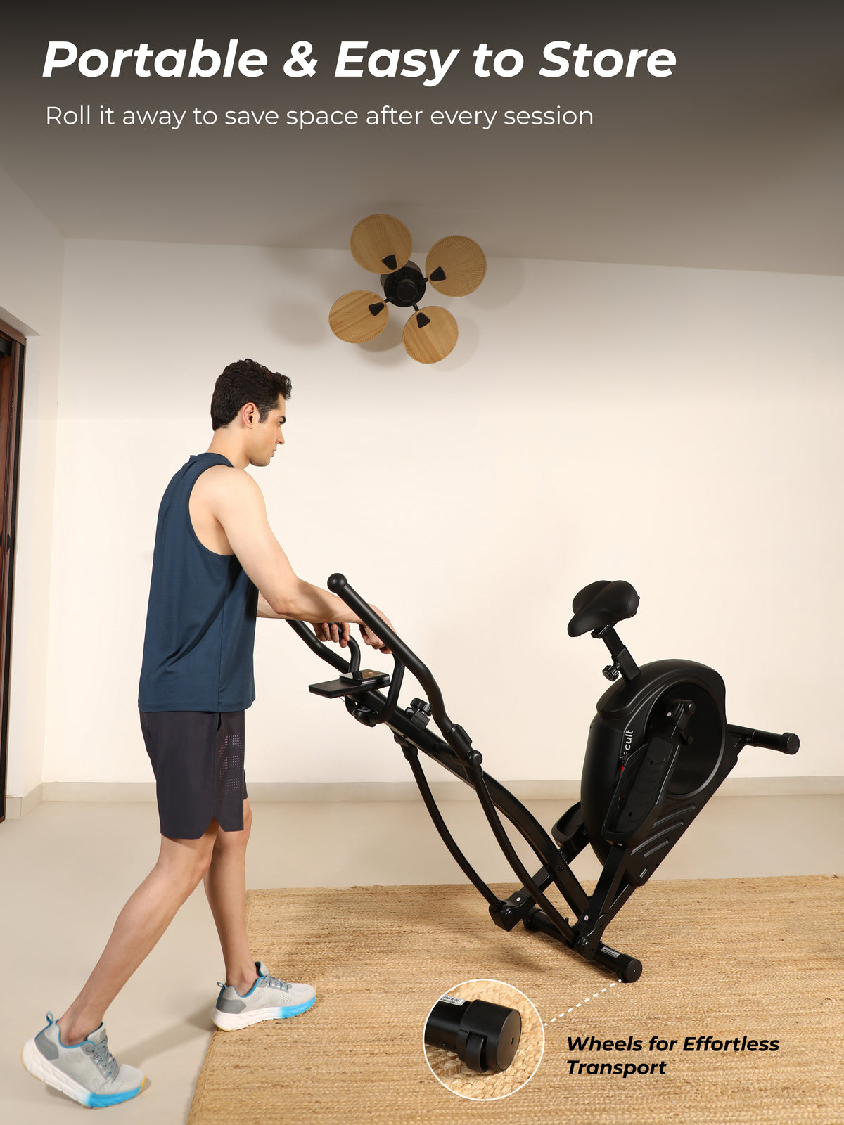 Cult SmartCrossPrime Magnetic Elliptical Trainer | 6Kg Flywheel | Max Weight: 140Kg | Home Use Cross Trainer - Black