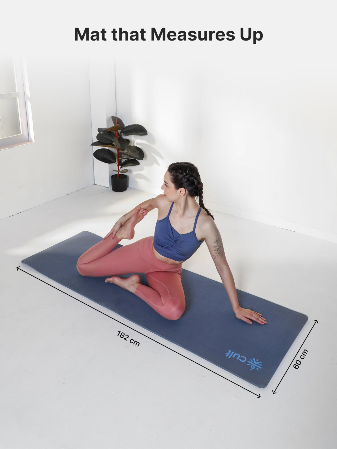 CULT TPE Yoga Mat 10mm Extra Thick with Carry Strap and Bag  Non-Toxic, Latex-Free, Anti-Slip, Tear-Resistant & Lightweight   Superior Cushioning for Joint Support, Meditation & Home Workouts- Navy