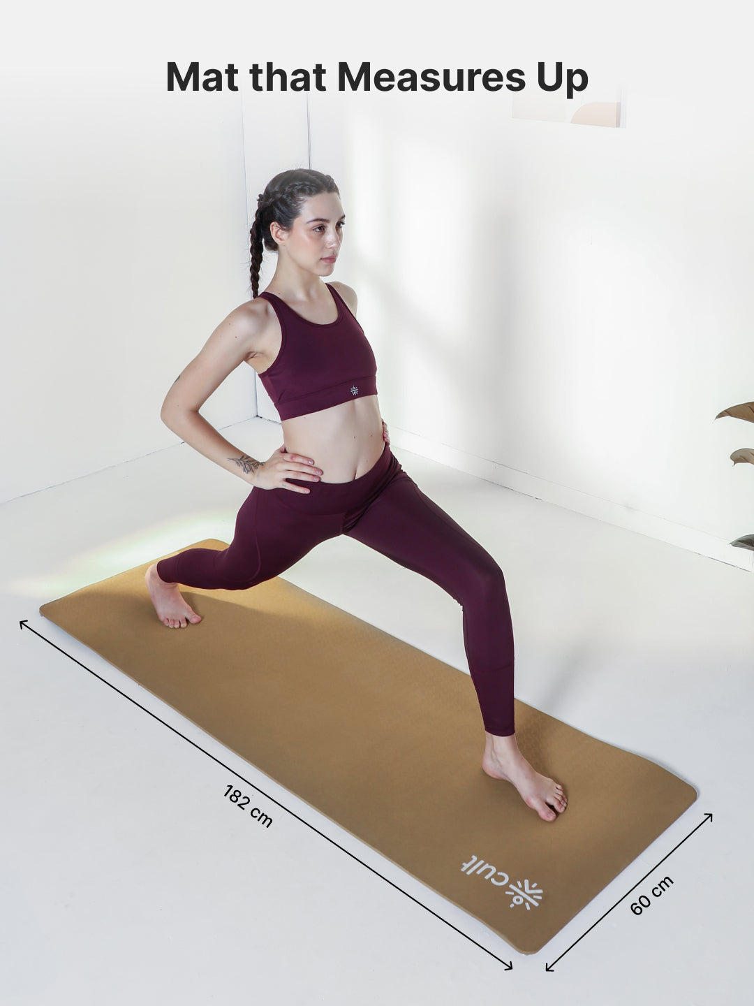 CULT Ultra Cushioned 8mm TPE Yoga & Pilates Mat   Eco-Friendly, Skin-Friendly, Anti-Skid, Tear-Resistant, Lightweight & Portable with Carry Strap and Bag   Ideal for Home, Gym & Outdoor Workouts - Brown