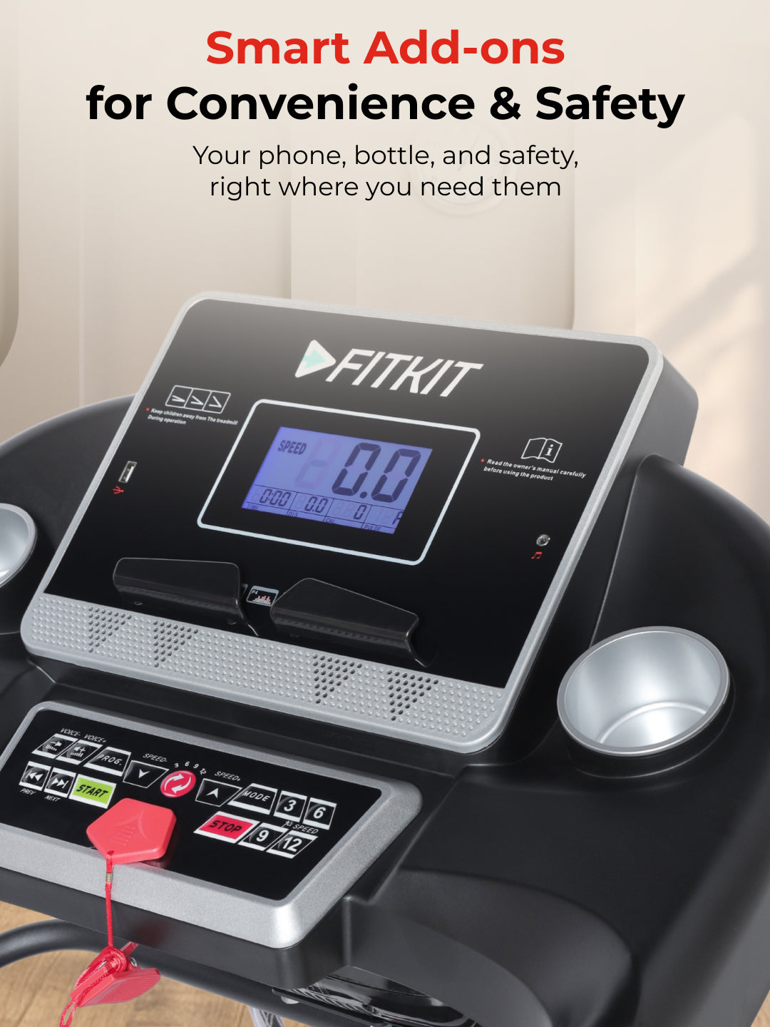 FT100M Treadmill 4.5HP | Massager | 3-level Manual-Incline | Max Weight-110kg | Max Speed-14.8kmph (with 6 months extended warranty)