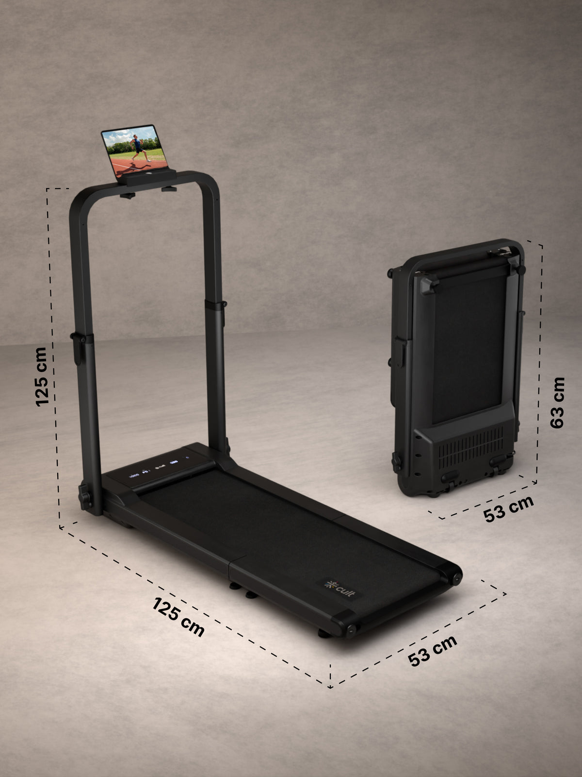 Cult Fold Plus Center-Folding Walking Pad with 5HP Motor with Easy Remote Control | Max User 130kg | Top Speed 8kmph | Running Deck 39.3 x 15.7 inches | Space Saving & Perfect for Home use Treadmill (with 6 Months Extended Warranty)