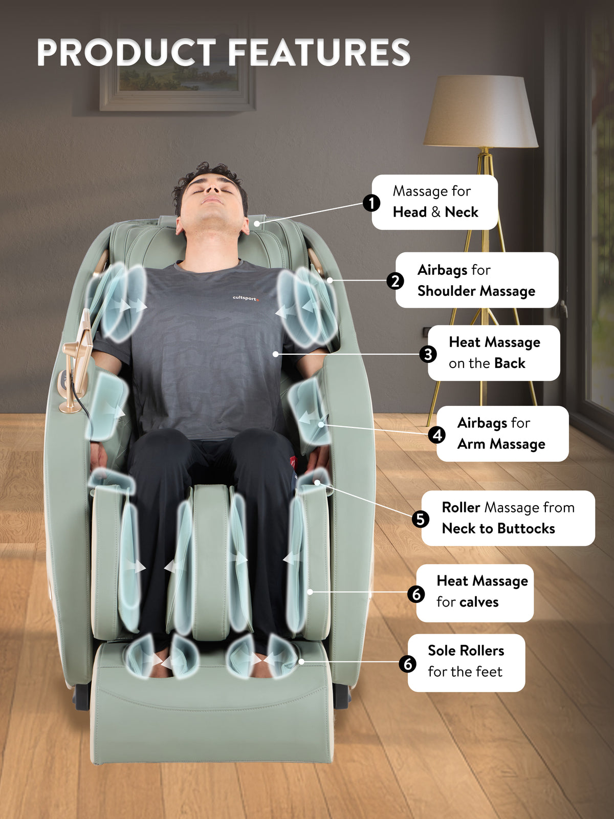 Cult Zen Massage Chair with Zero Gravity, SL Track 2D Massage Technique and Bluetooth AI voice Function For Full Body Massage At Home