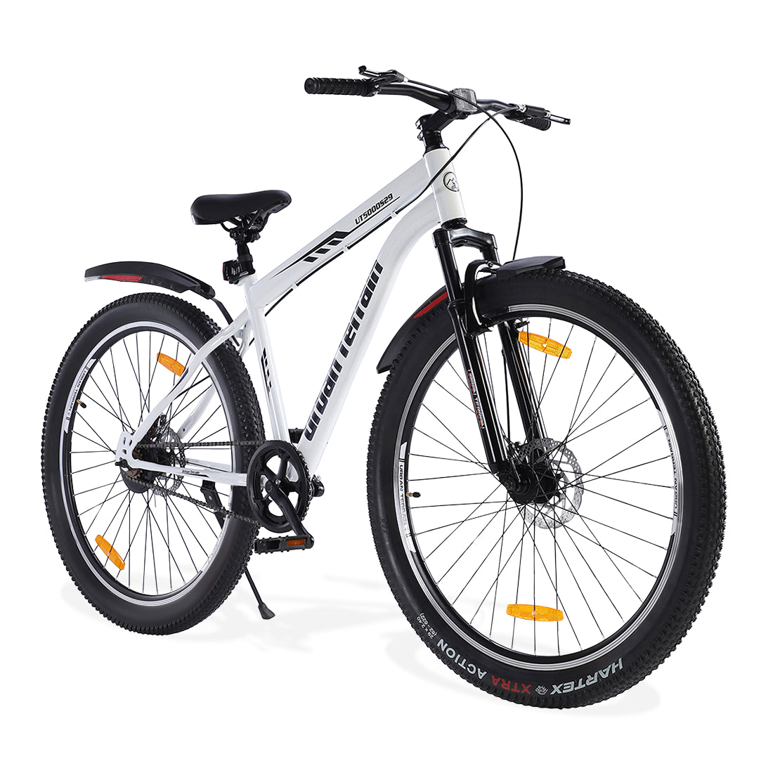 UT5000S29ACC Mountain Cycle Steel Single Speed 29 inch with Dual Disc Brakes, Front Suspension, Double Wall Alloy Rim, Bell & Lock, White