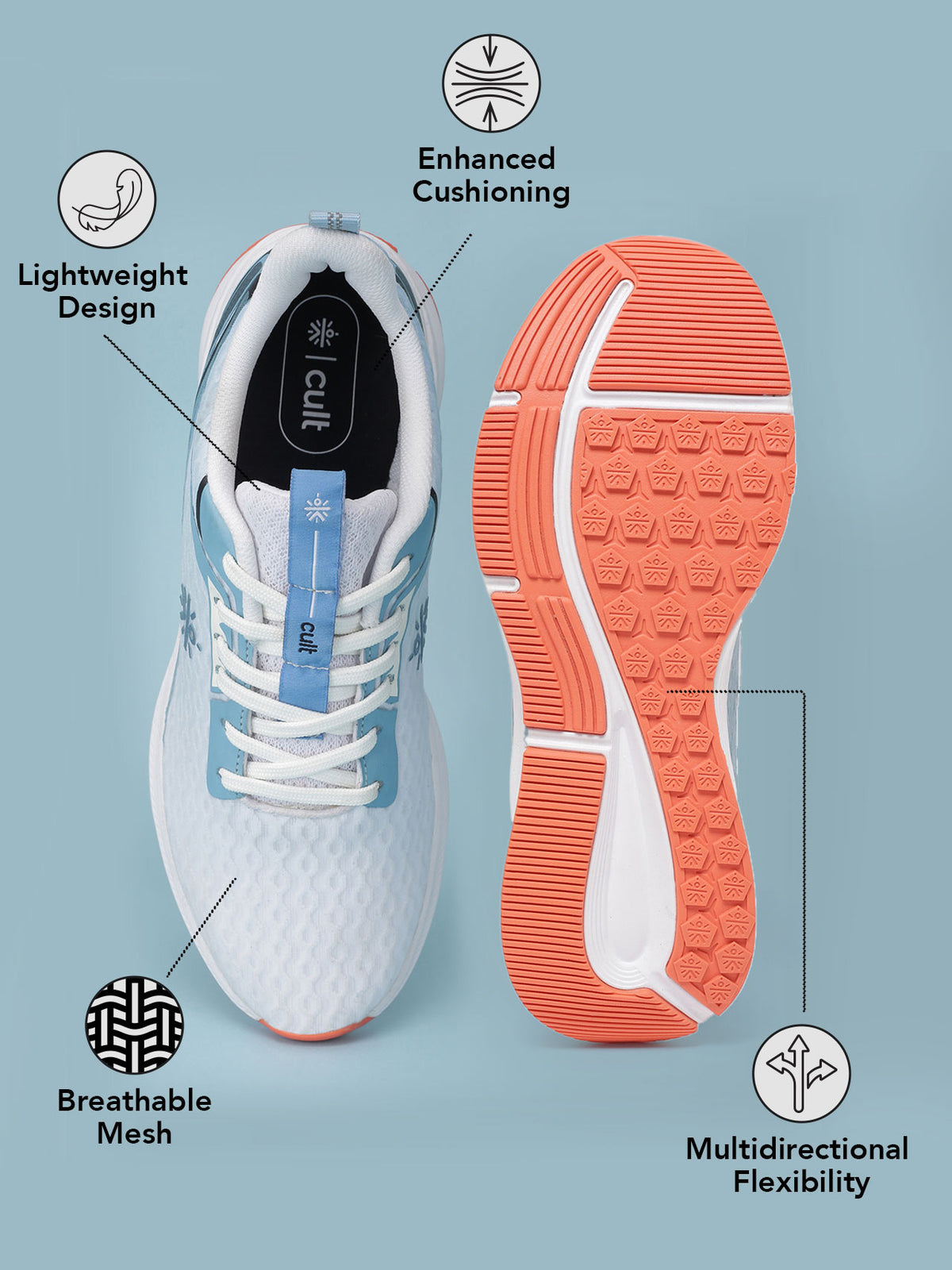 cult Men's AeroStride Casual Shoes - White/Blue