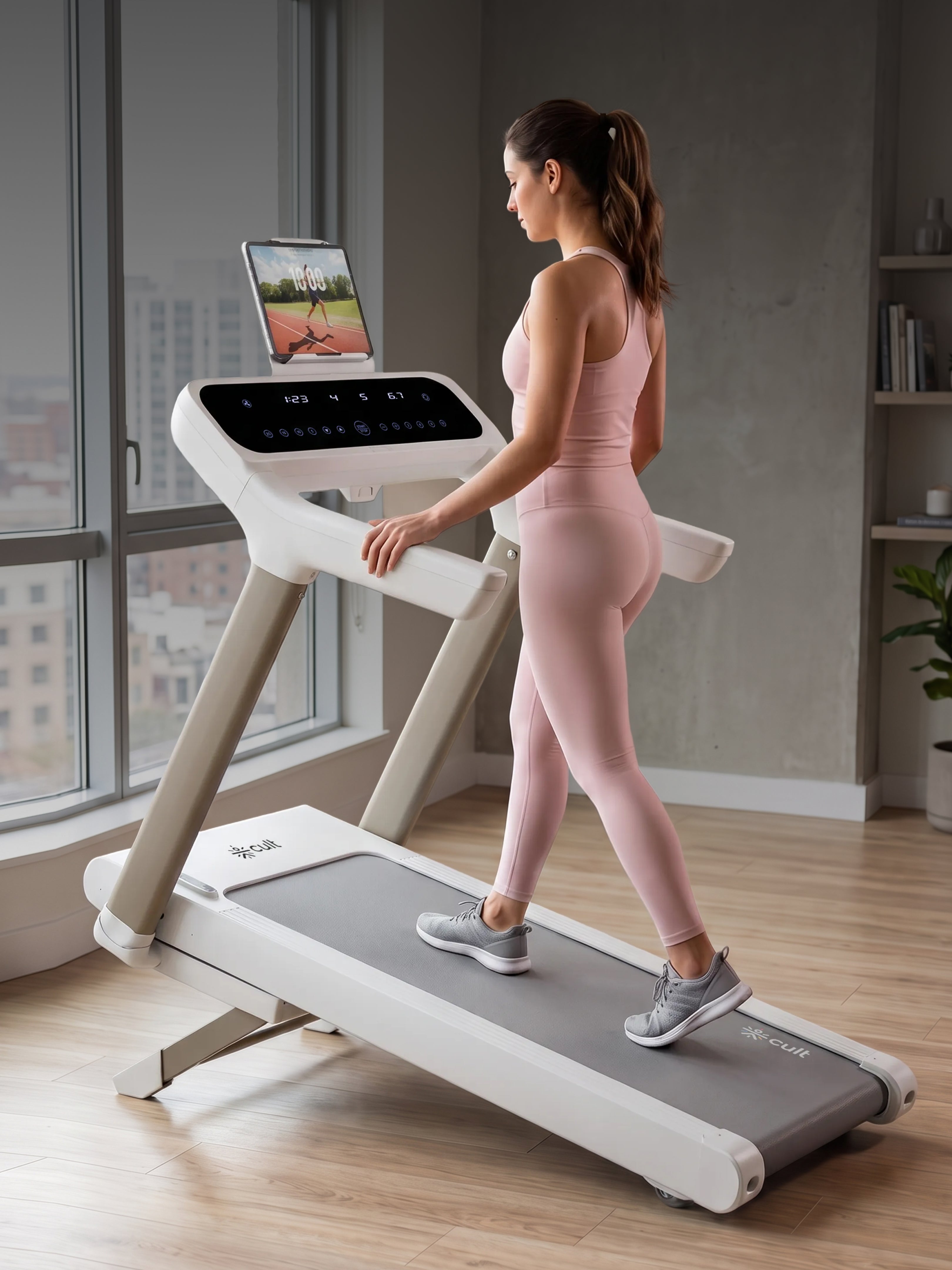 Cult SmartStride CanoasPro 5 HP BLDC Treadmill with 4 Shock Absorbers for Enhanced Cushioning & Reduced Knee Impact |130 kg User Capacity | 25-Level Auto Incline | 16 km/h Max Speed ( White)