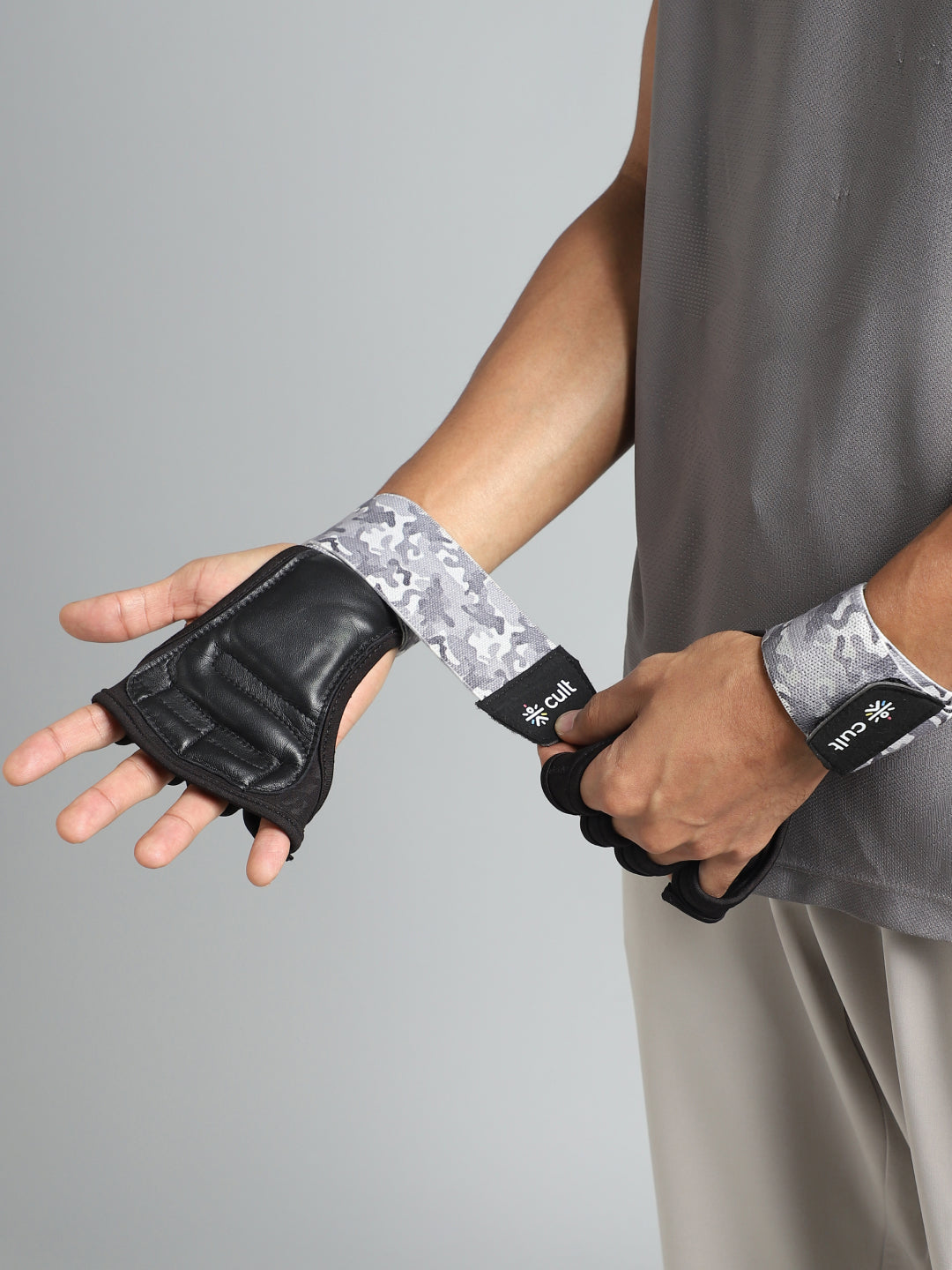 Cult Open Half Finger Gym Gloves with Leather Grip  Breathable Mesh, Sweat-Free Comfort for Training & Weightlifting