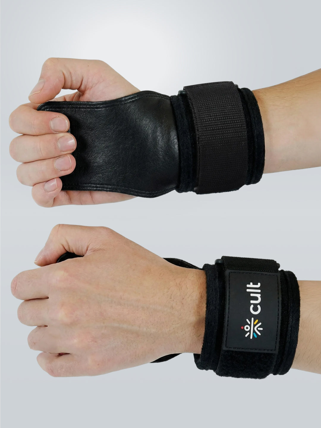 Cult Folding Open Half Finger Gym Gloves with Leather Grip  Breathable Mesh, Sweat-Free Comfort for Training & Weightlifting OneSize