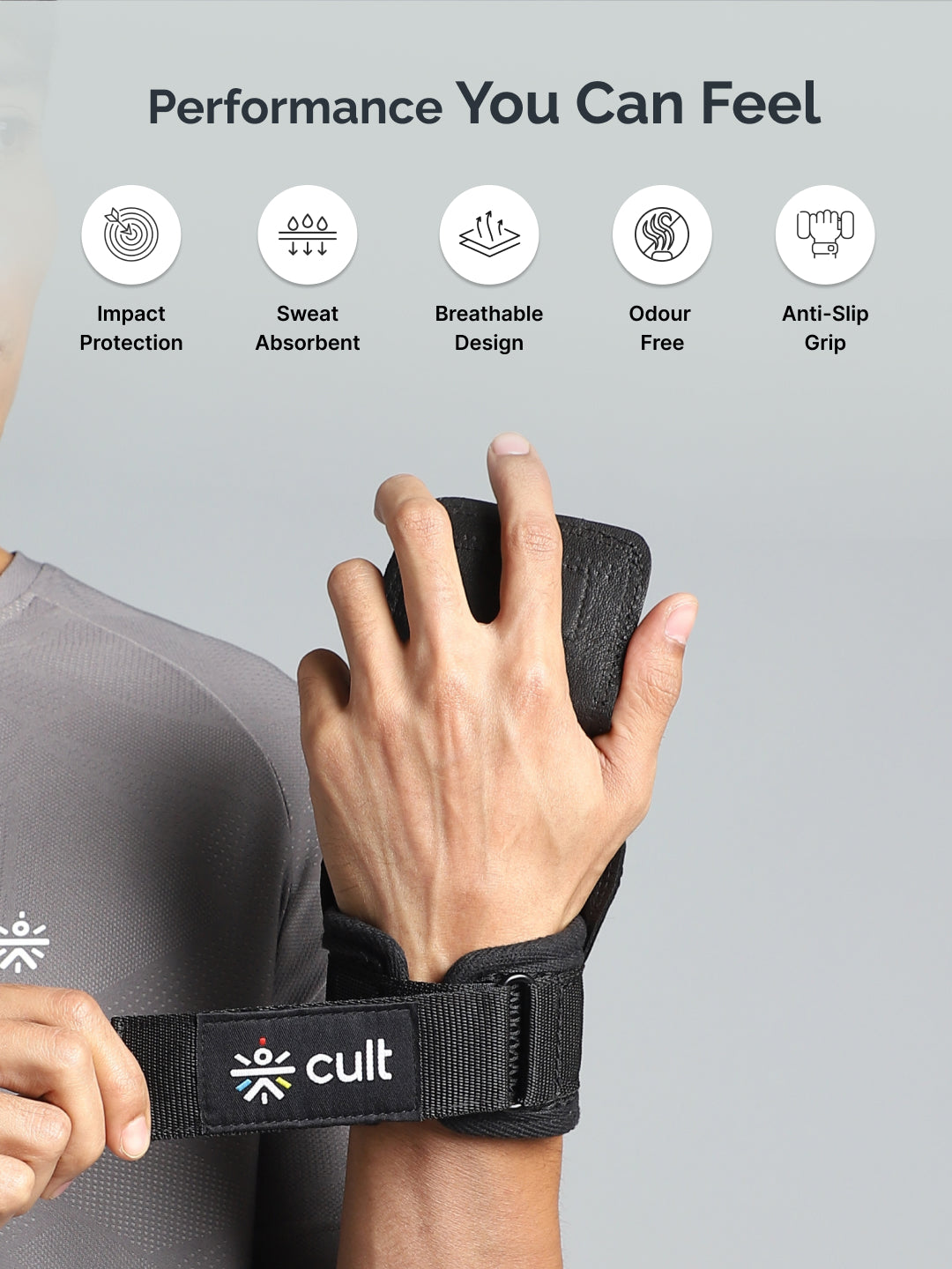 Cult Folding Open Half Finger Gym Gloves with Leather Grip  Breathable Mesh, Sweat-Free Comfort for Training & Weightlifting OneSize