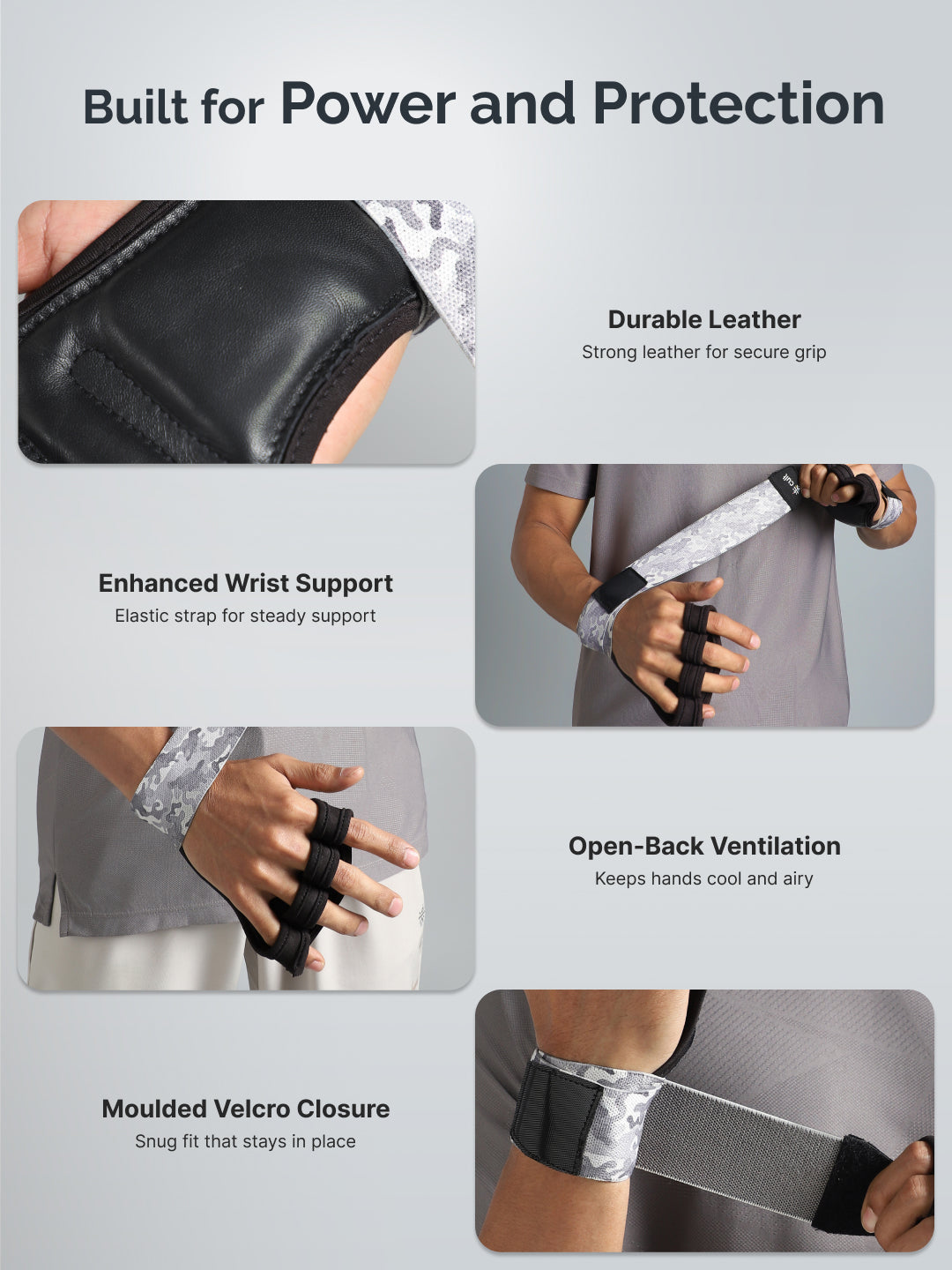 Cult Open Half Finger Gym Gloves with Leather Grip  Breathable Mesh, Sweat-Free Comfort for Training & Weightlifting