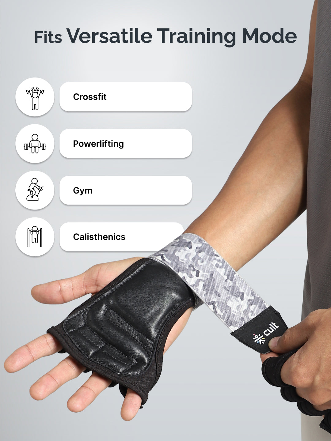 Cult Open Half Finger Gym Gloves with Leather Grip  Breathable Mesh, Sweat-Free Comfort for Training & Weightlifting