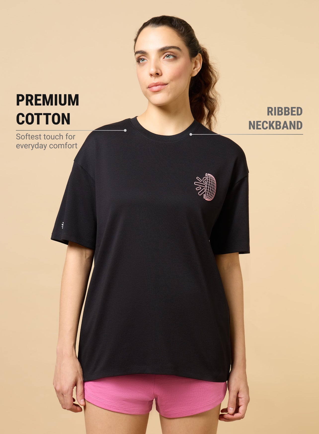 Women's Black Cult Brand Carrier Oversized T-shirt