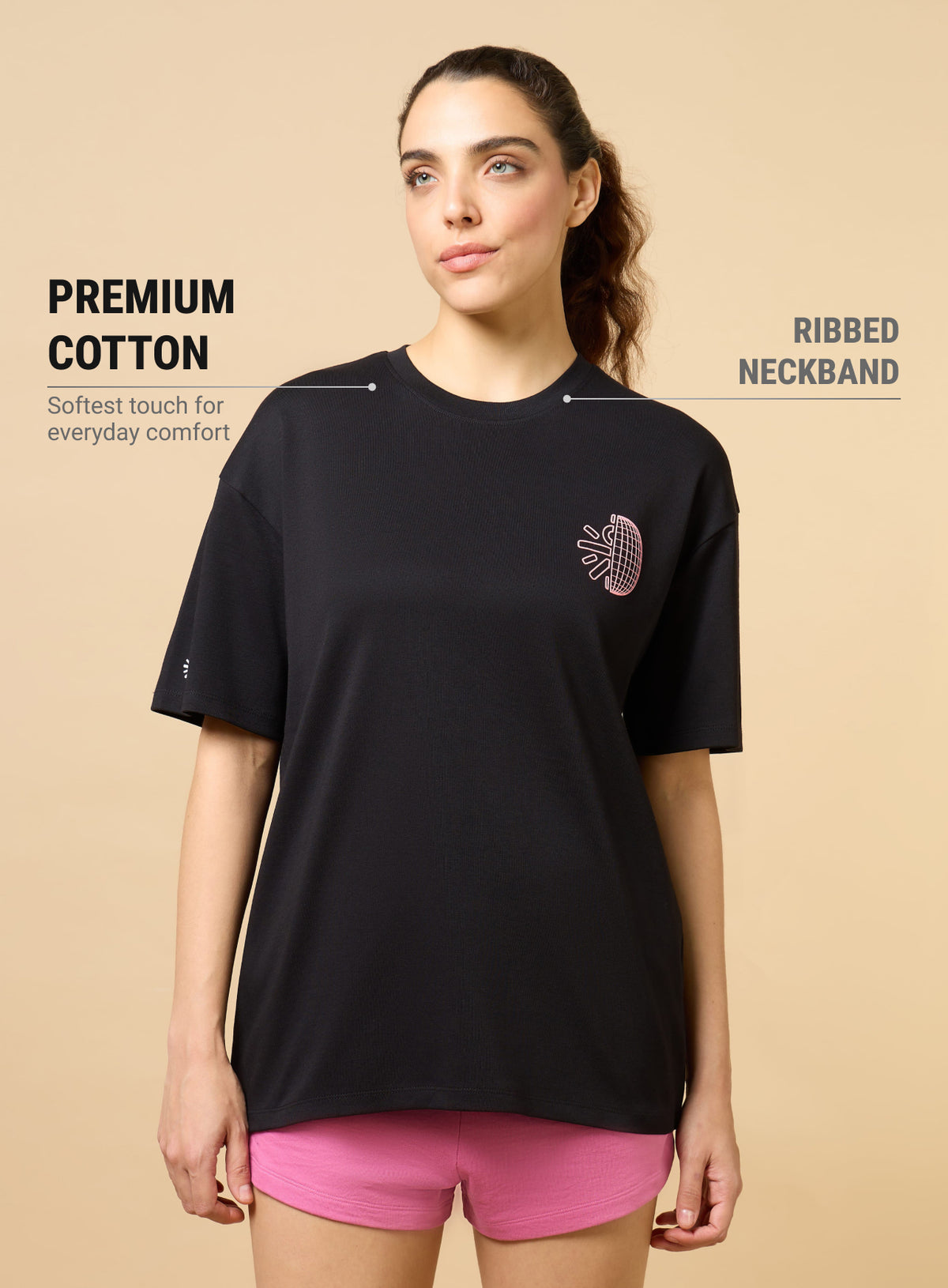 Women's Black Cult Brand Carrier Oversized T-shirt