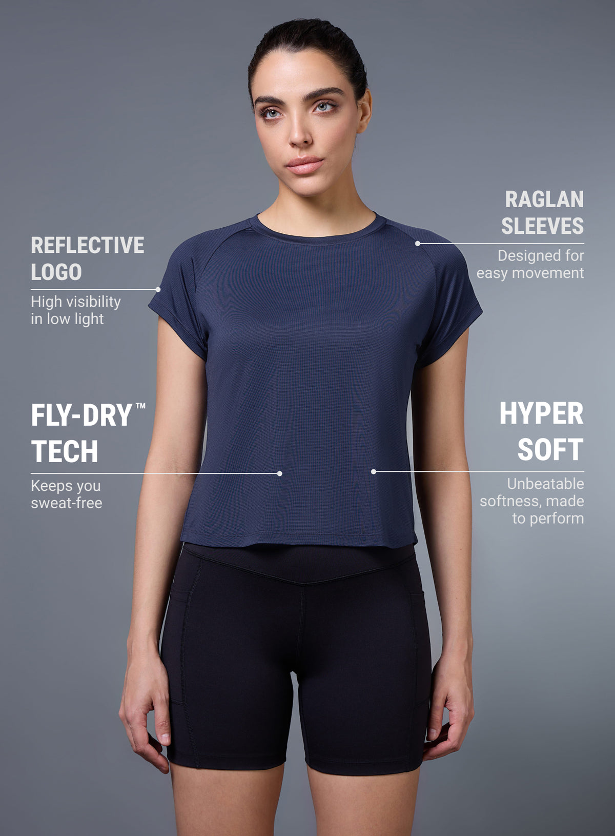 Women's Navy Run Forward T-shirt