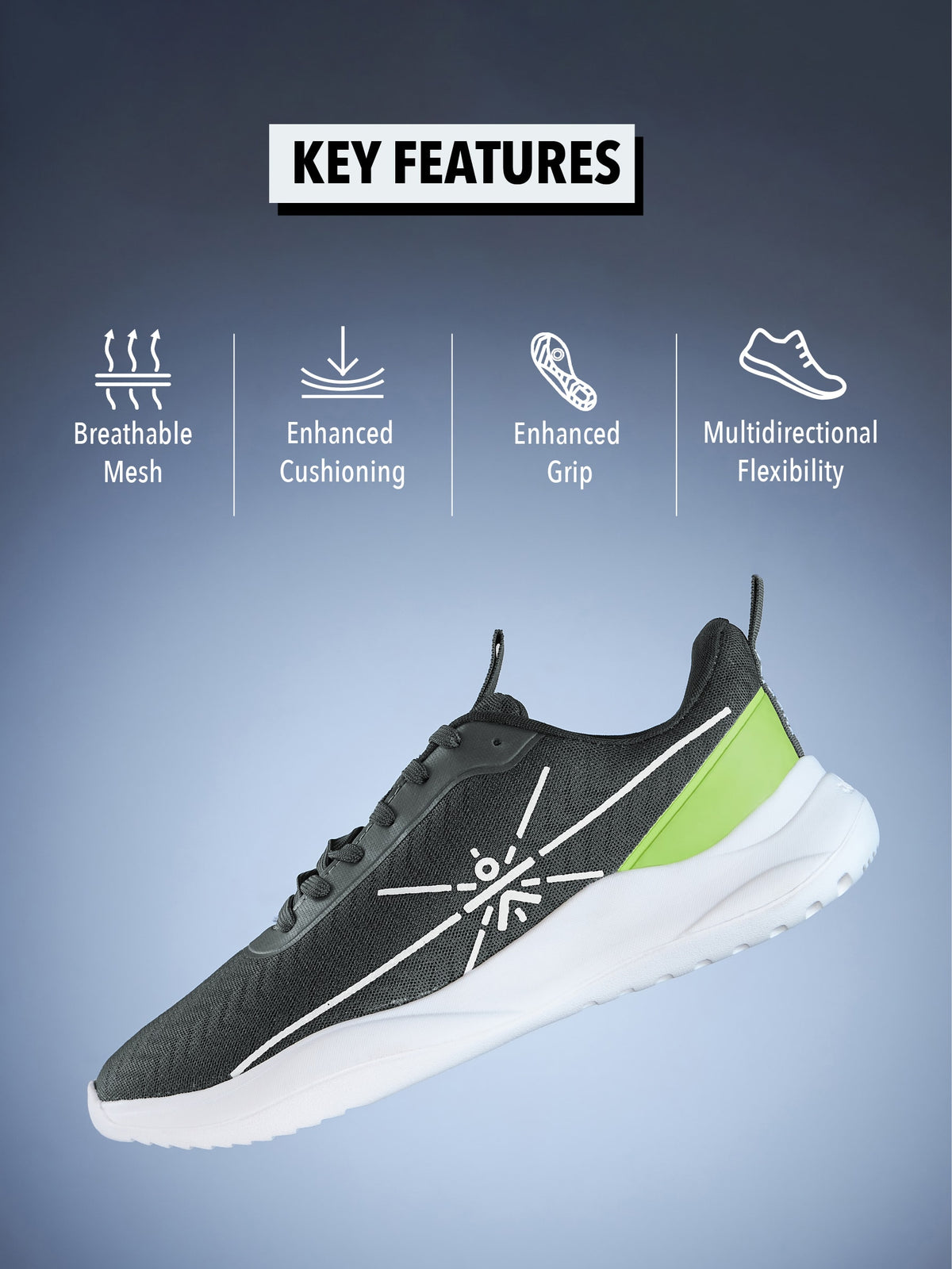 cult Racer Men Running Shoes - Dark Grey/Green