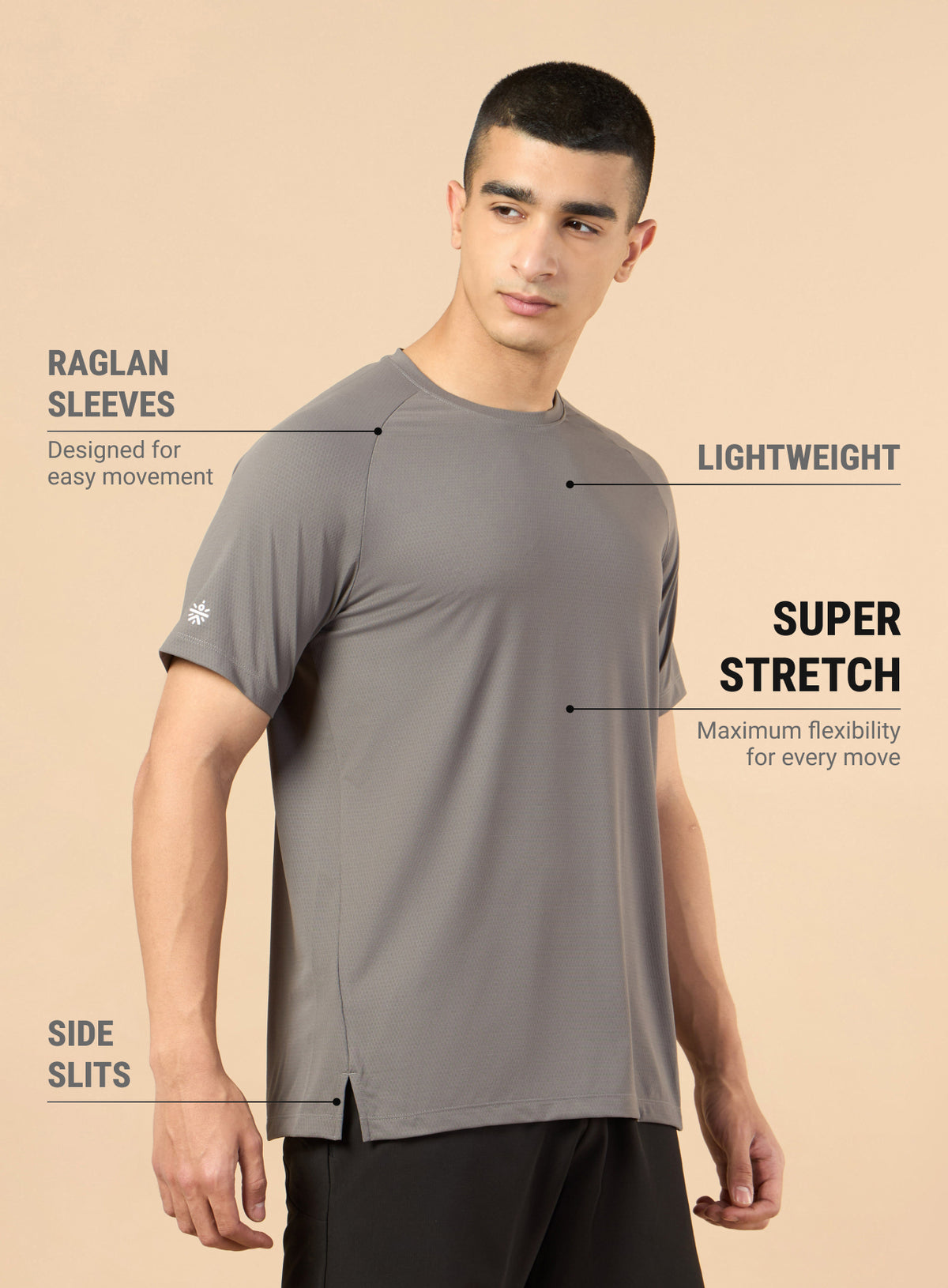 Men's Dark Grey All Workout Training T-shirt