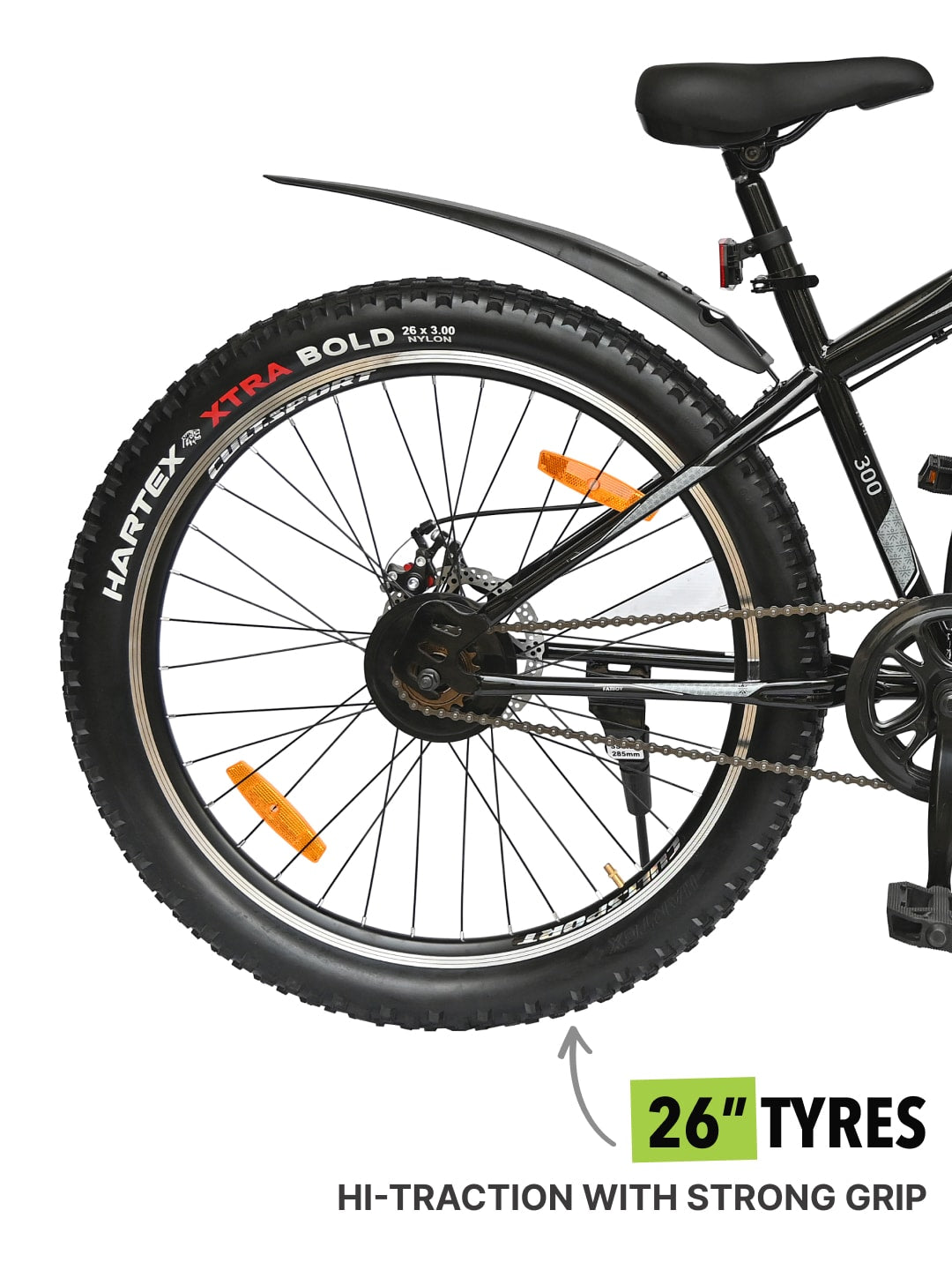 GTX30026TBLACK Steel Single Speed 26 inch Mountain Cycle, Front Suspension and Double Wall Alloy Rim,