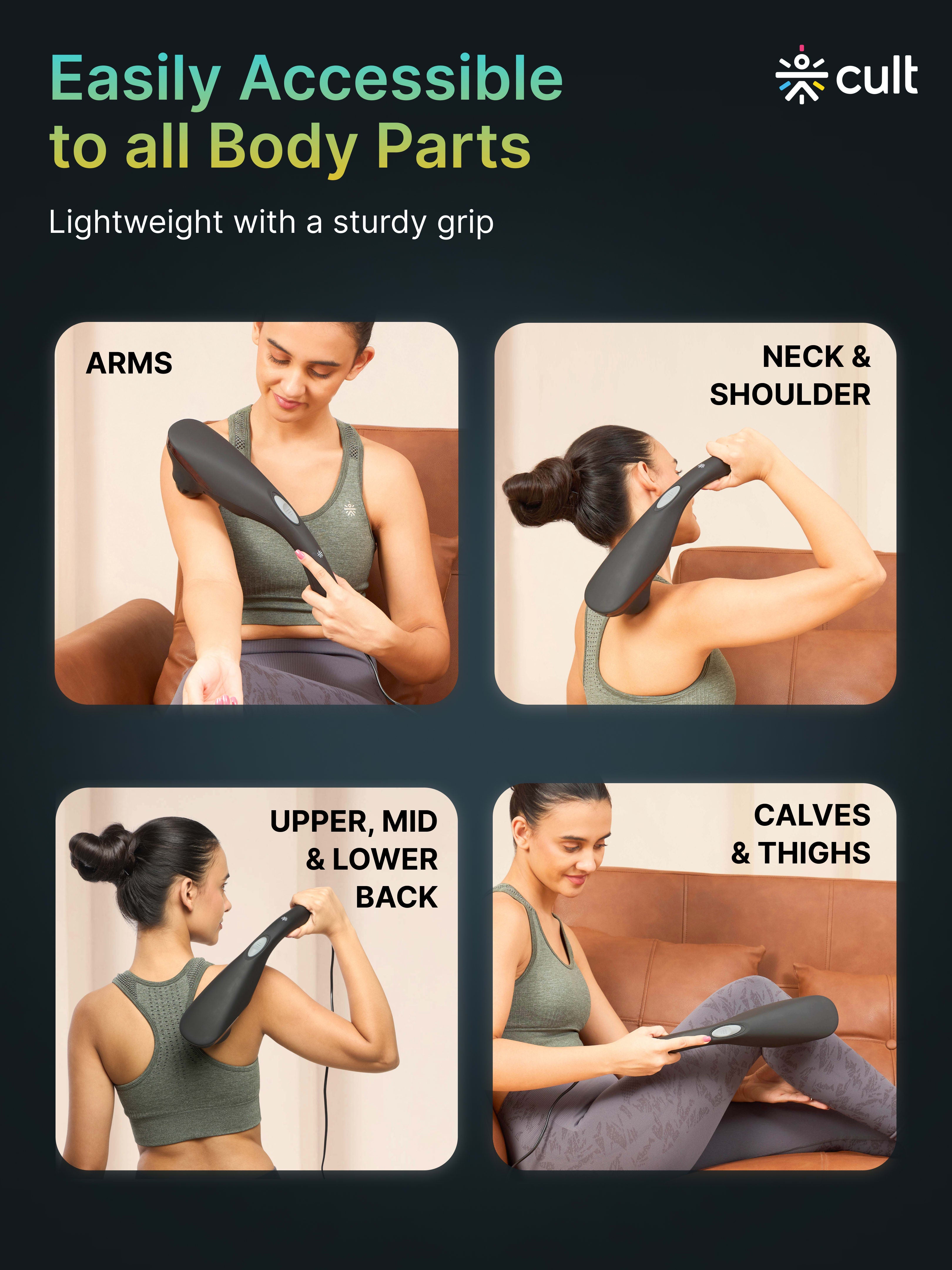 Cult Flex Corded Electric Handheld Full Body Massager with 4 Interchangeable Heads and Adjustable Speed Settings for Pain Relief and Relaxation