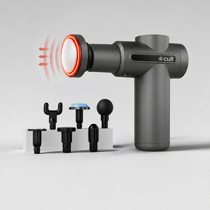 Cult Impact X, Full Body Gun Massager with Hot and Cold Therapy,  3 Hour long battery , 6 Interchangeable heads, 6 Speed levels, Silicone head.