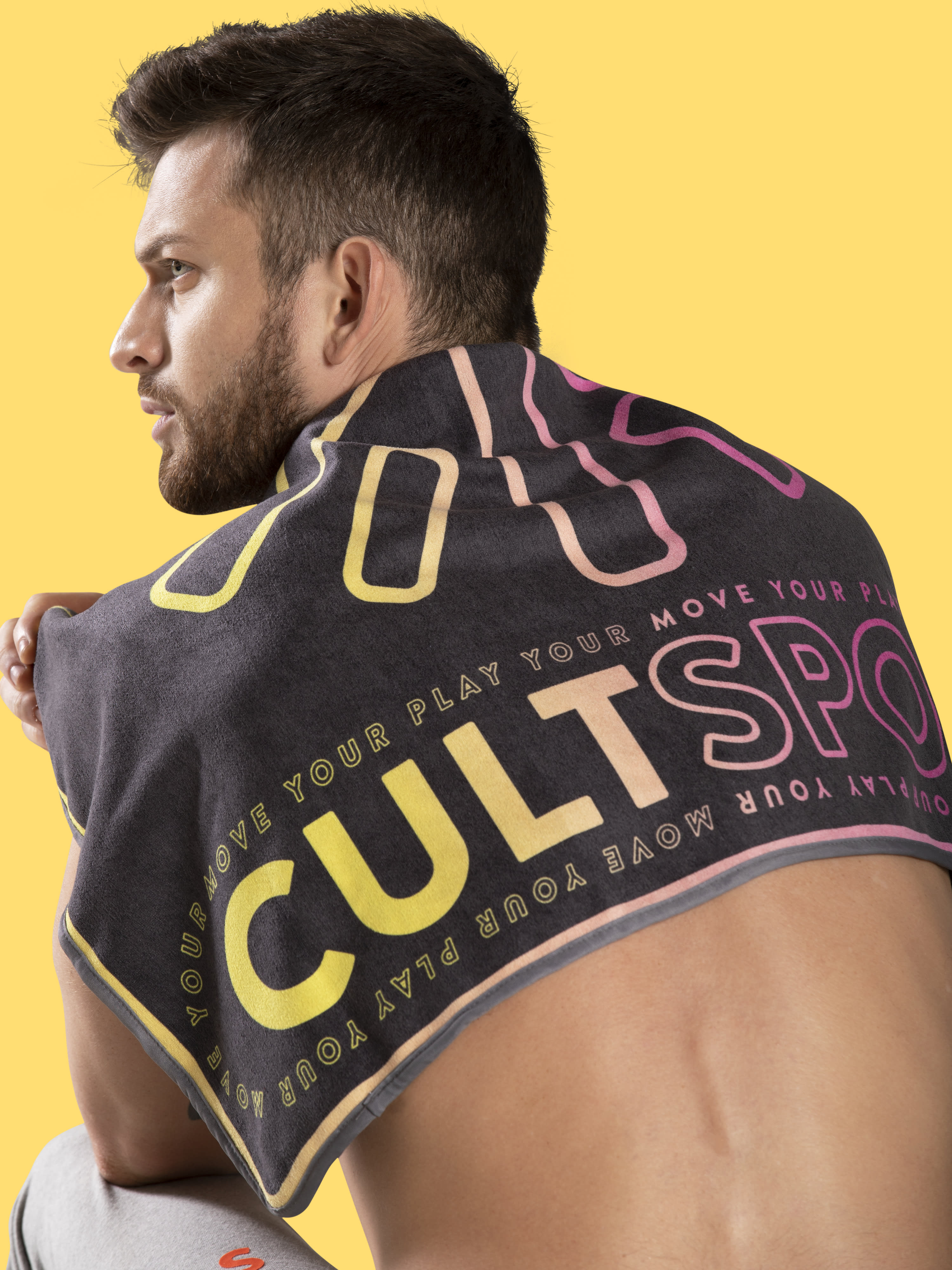 Yellow Pink Microfibre Gym Towel