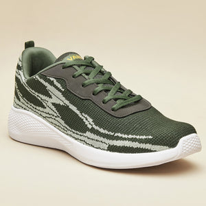 Avant Men's Dual Tone Knitted Walking Shoes-Olive